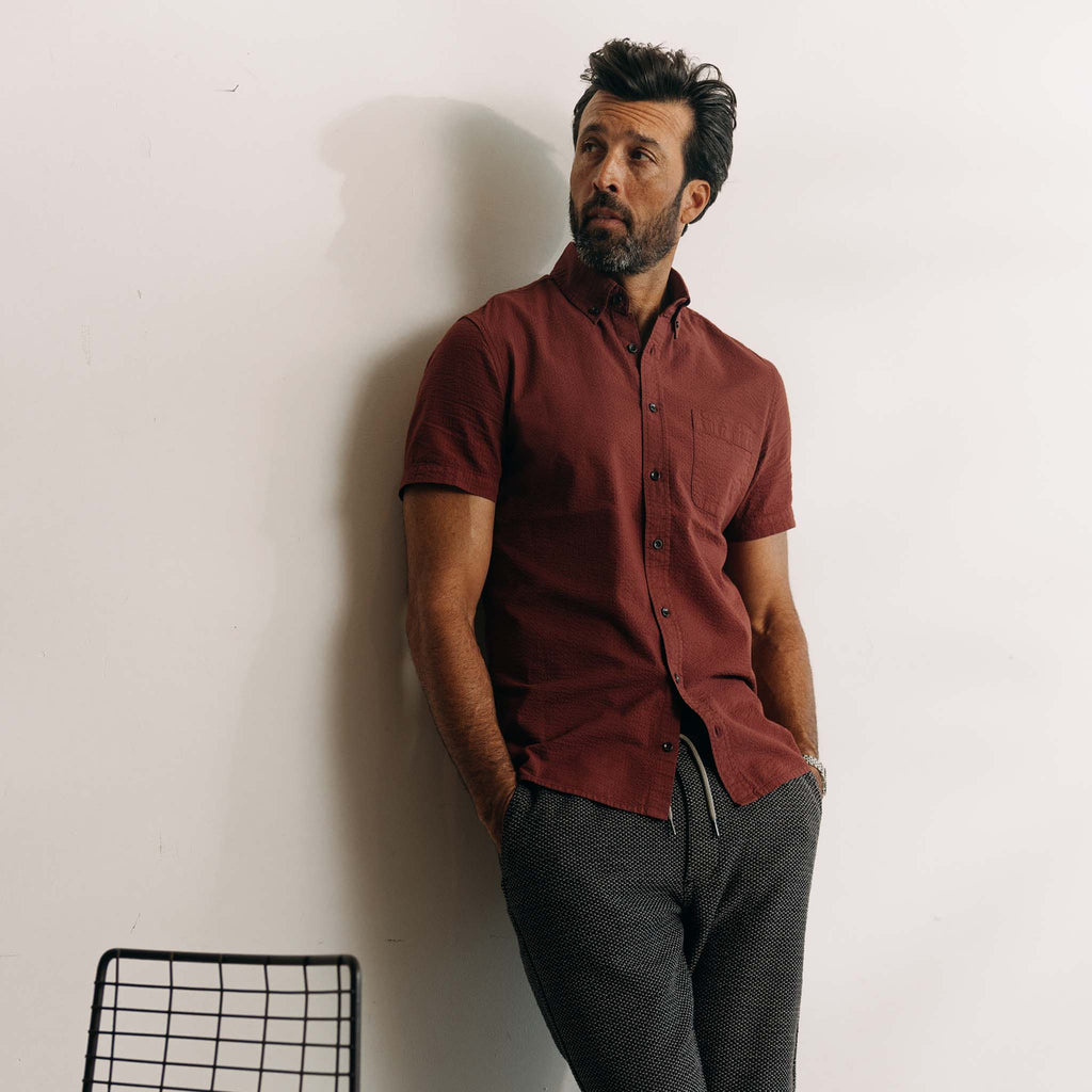 Dried Cherry Seersucker Short Sleeve Jack A447662