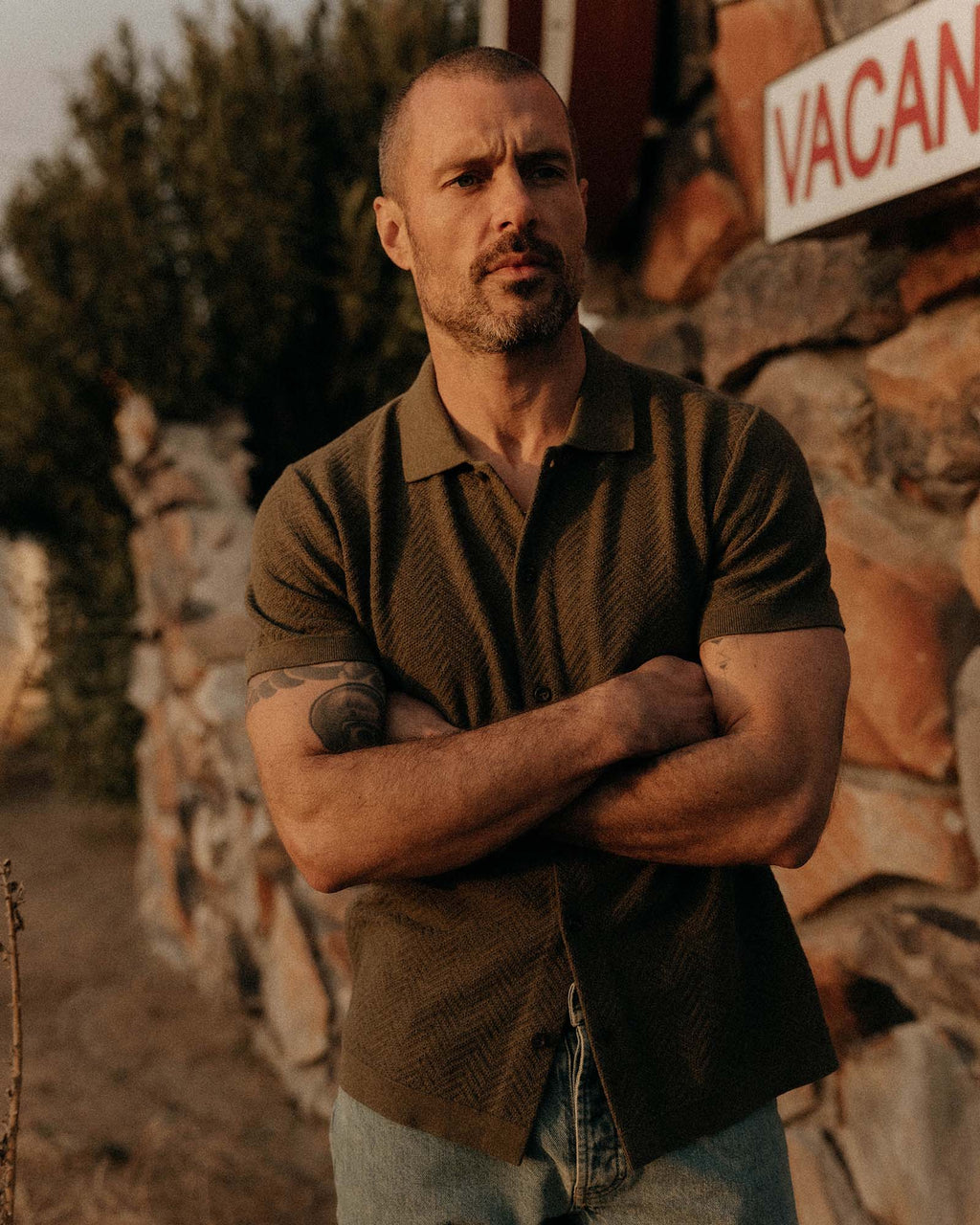 The Button Down Polo in Cilantro Herringbone