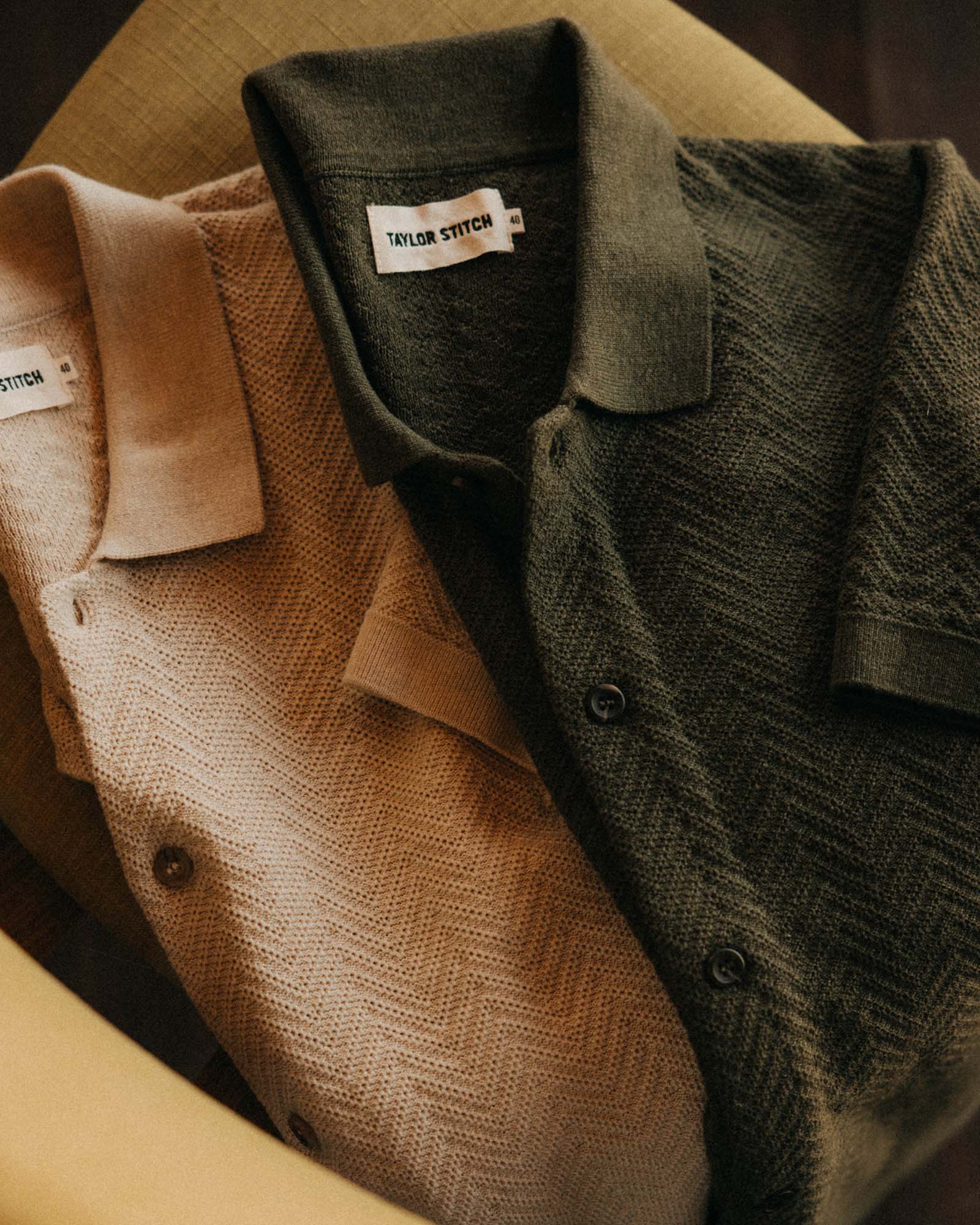 The Button Down Polo in Cilantro Herringbone