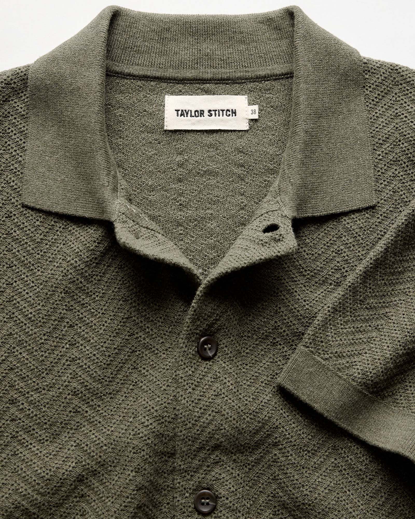 The Button Down Polo in Cilantro Herringbone