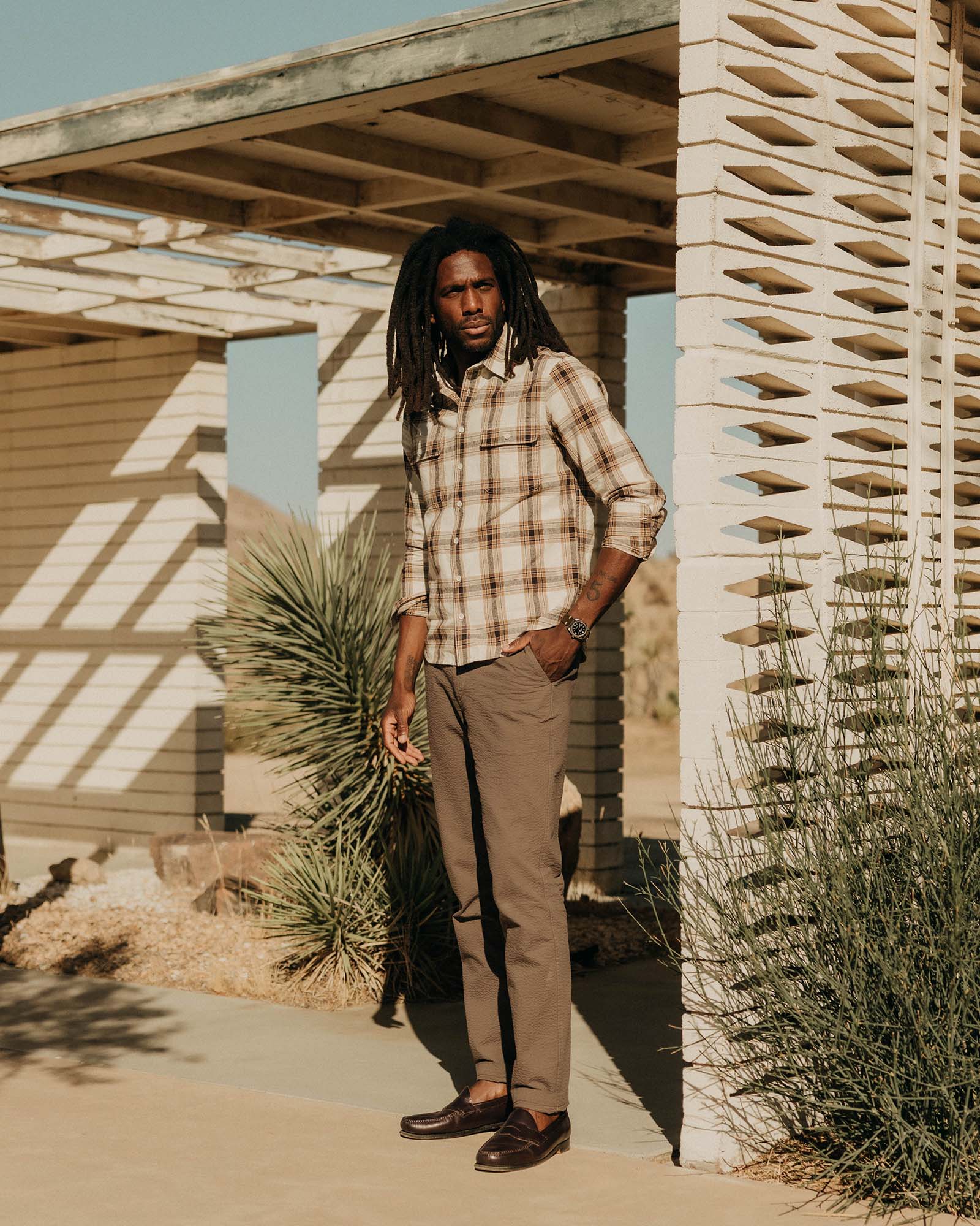 Bark Plaid Linen Shirt R832735