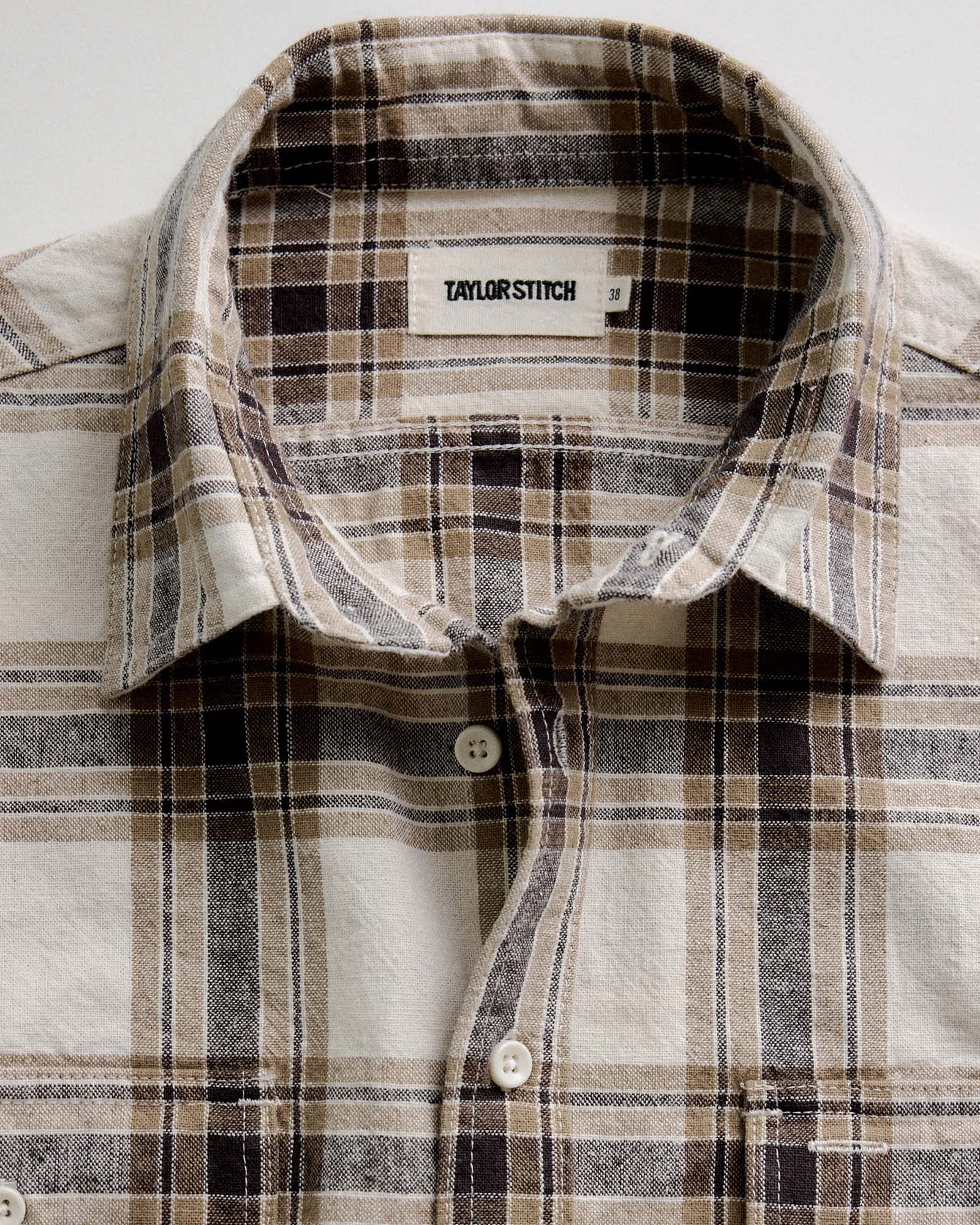 Bark Plaid Linen Shirt R832735