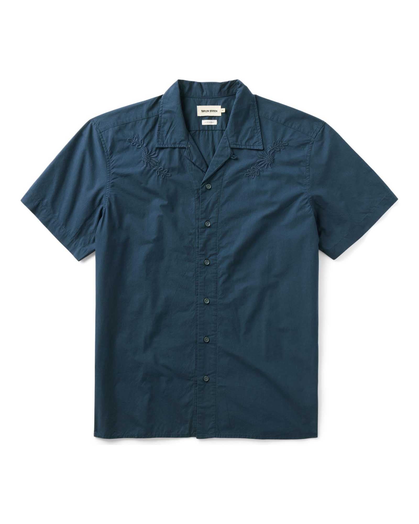 Navy Floral Embroidered Shirt N89619