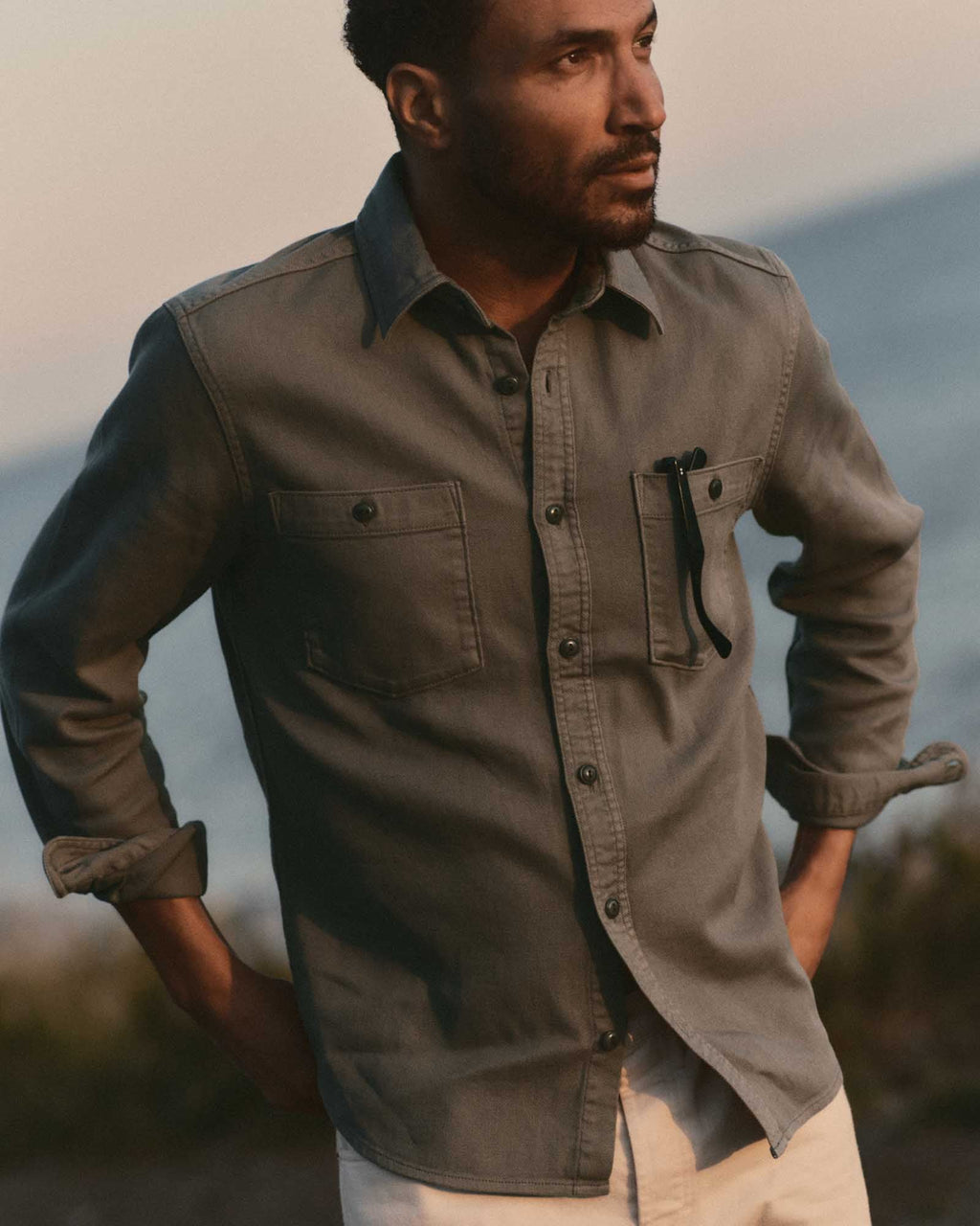 The Dispatch Shirt in Smoked Olive Broken Twill