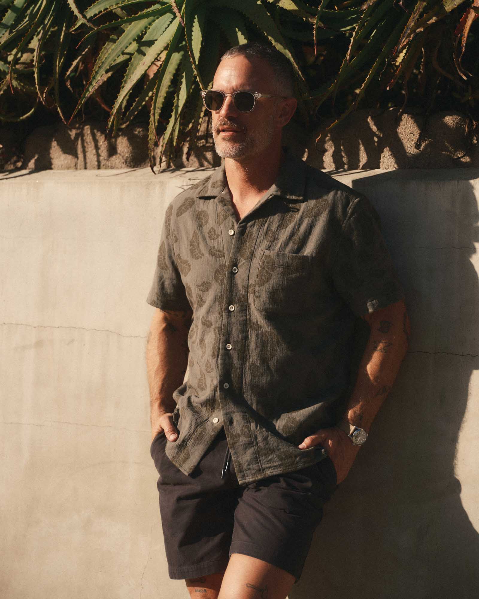Burnt Olive Floral Jacquard Shirt I982