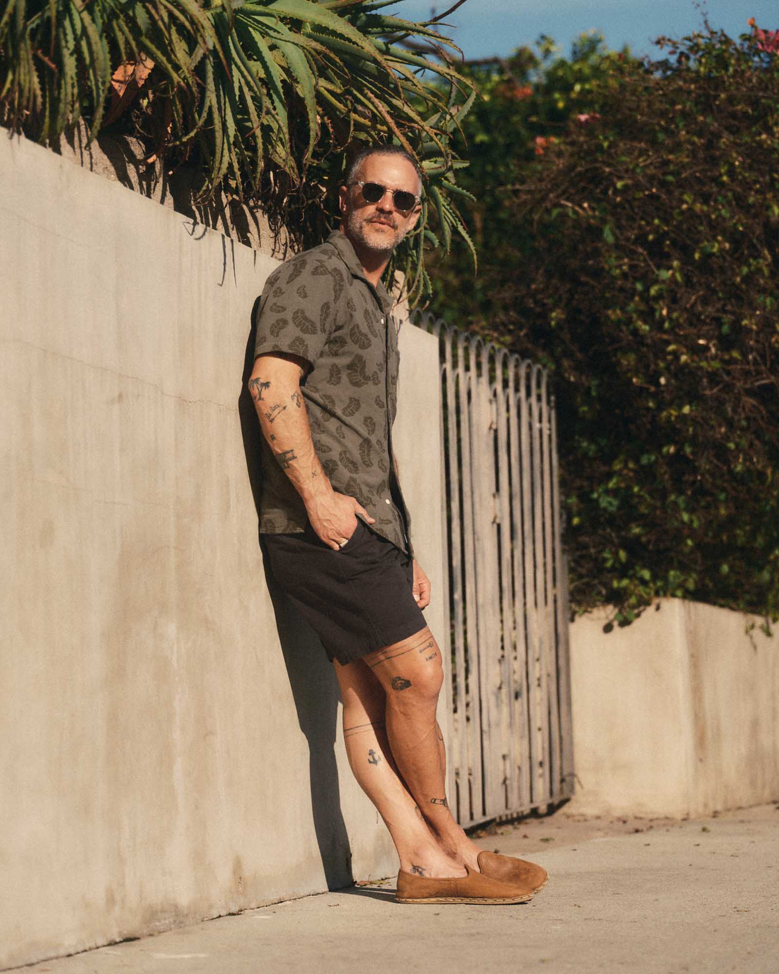 Burnt Olive Floral Jacquard Shirt I982