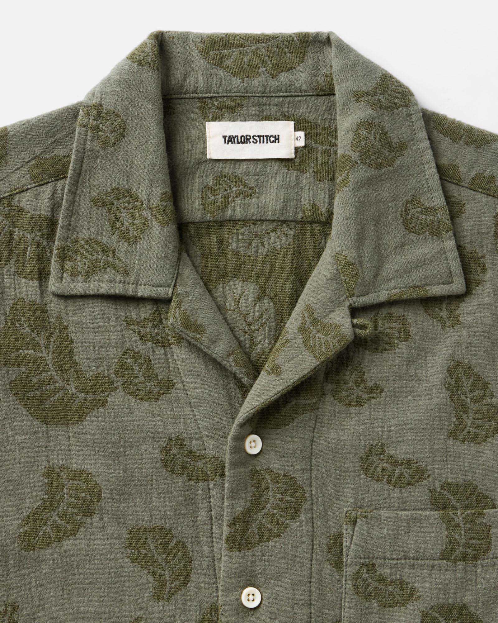 Burnt Olive Floral Jacquard Shirt I982