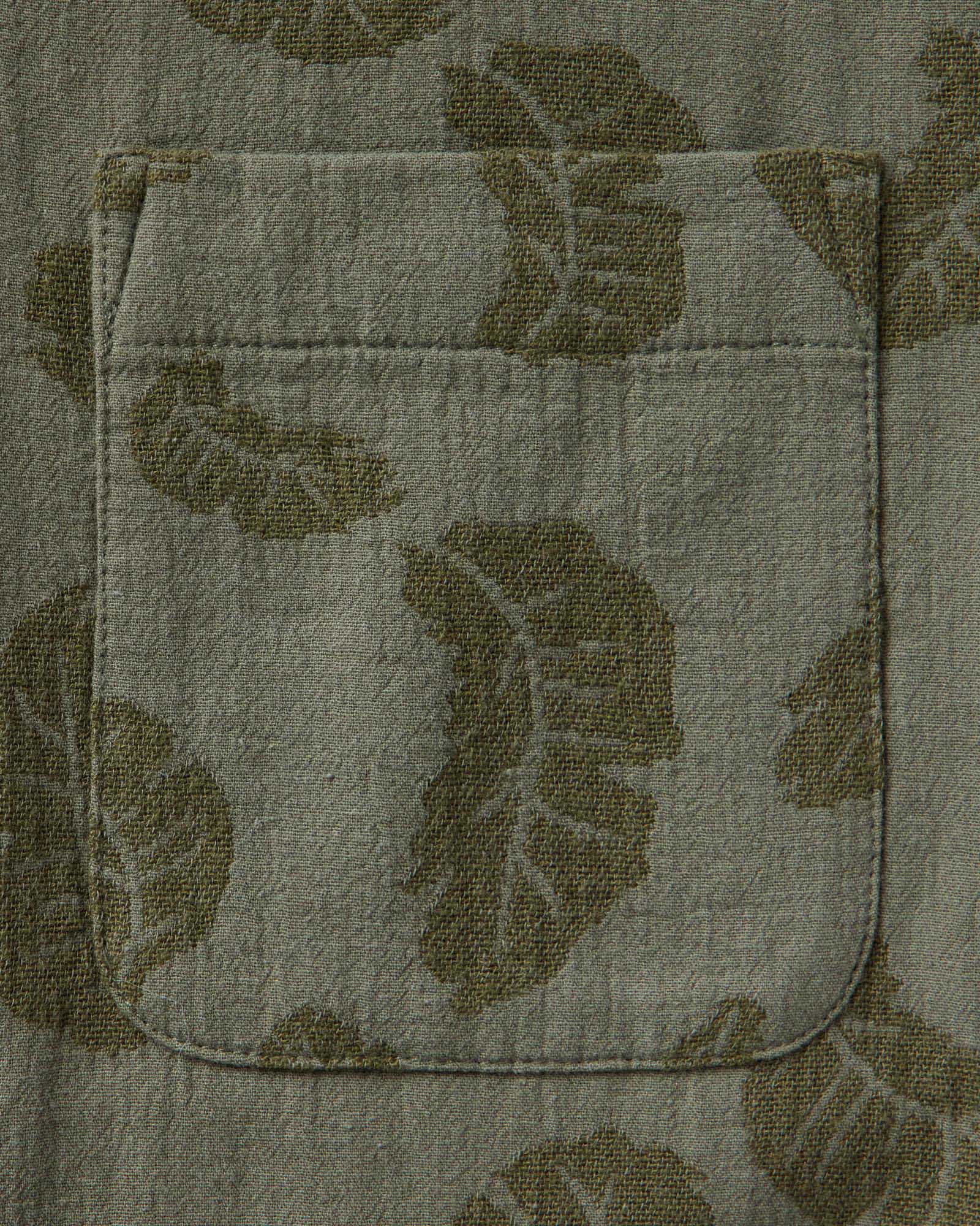 Burnt Olive Floral Jacquard Shirt I982