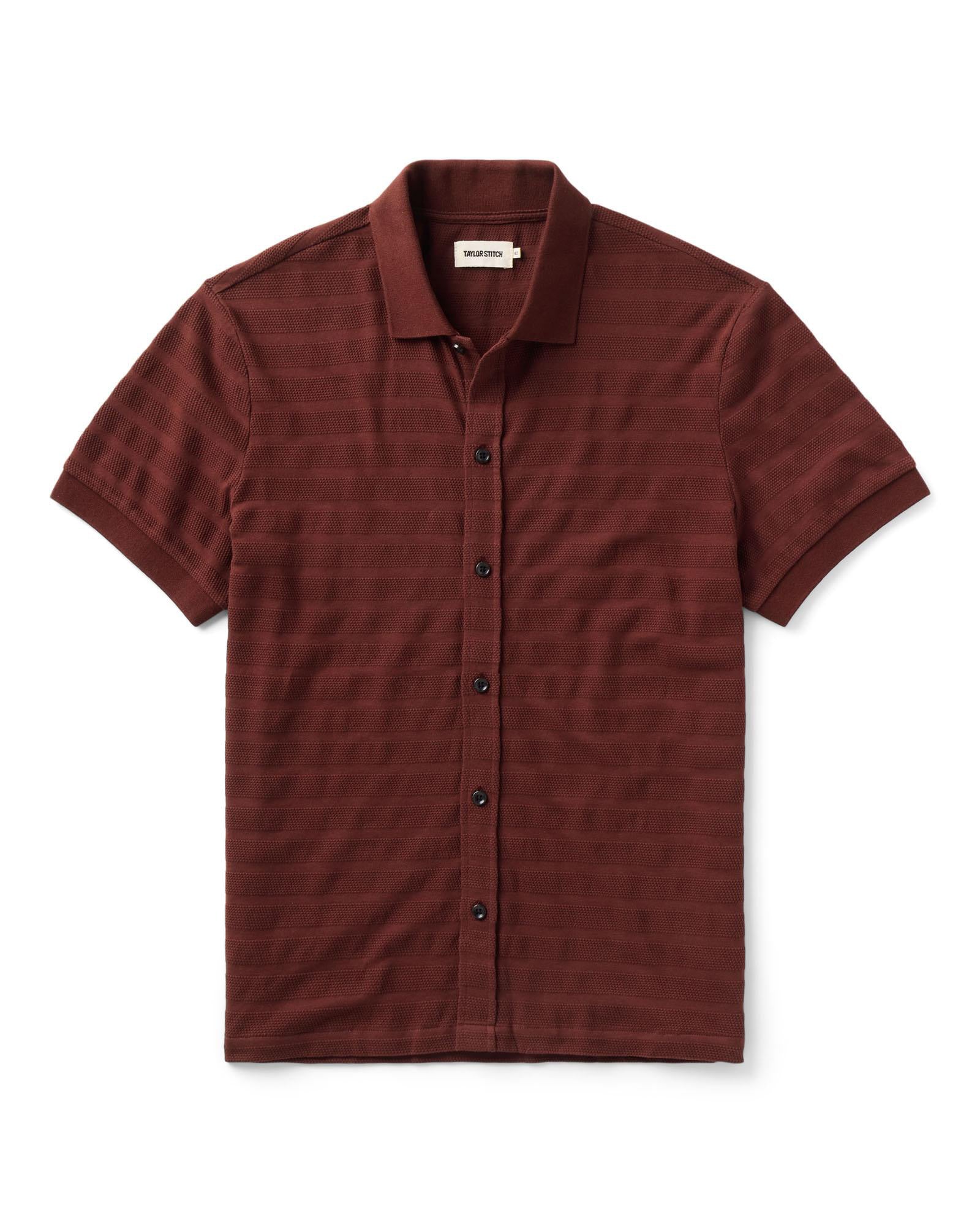 Polo in Burgundy Knit Stripe L84113