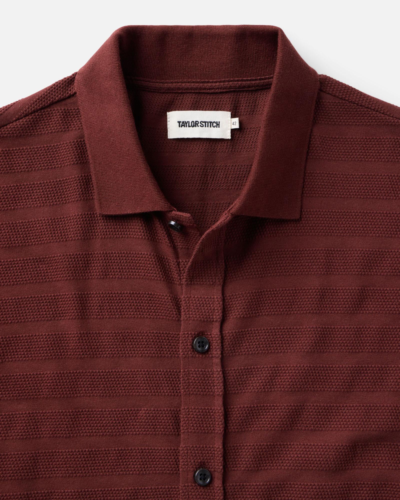 Polo in Burgundy Knit Stripe L84113