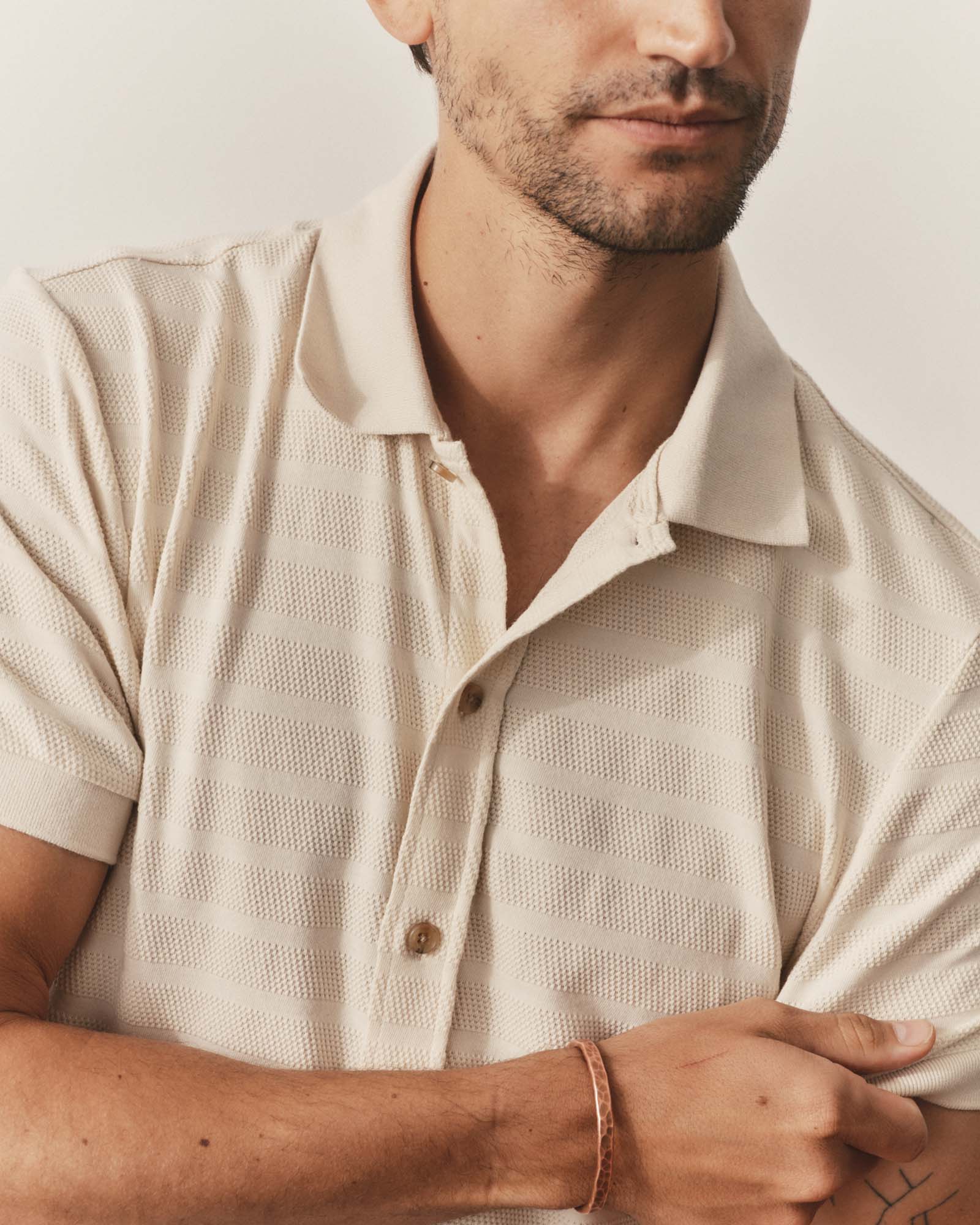 Polo in Natural Knit Stripe S123752