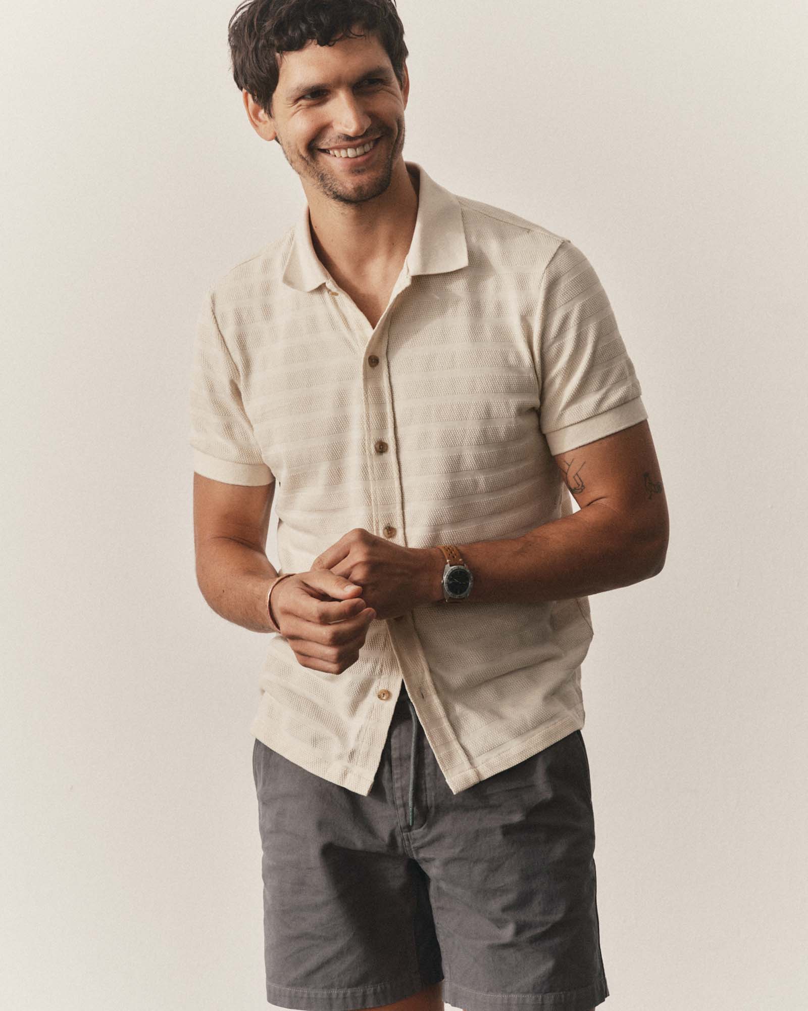 Polo in Natural Knit Stripe S123752