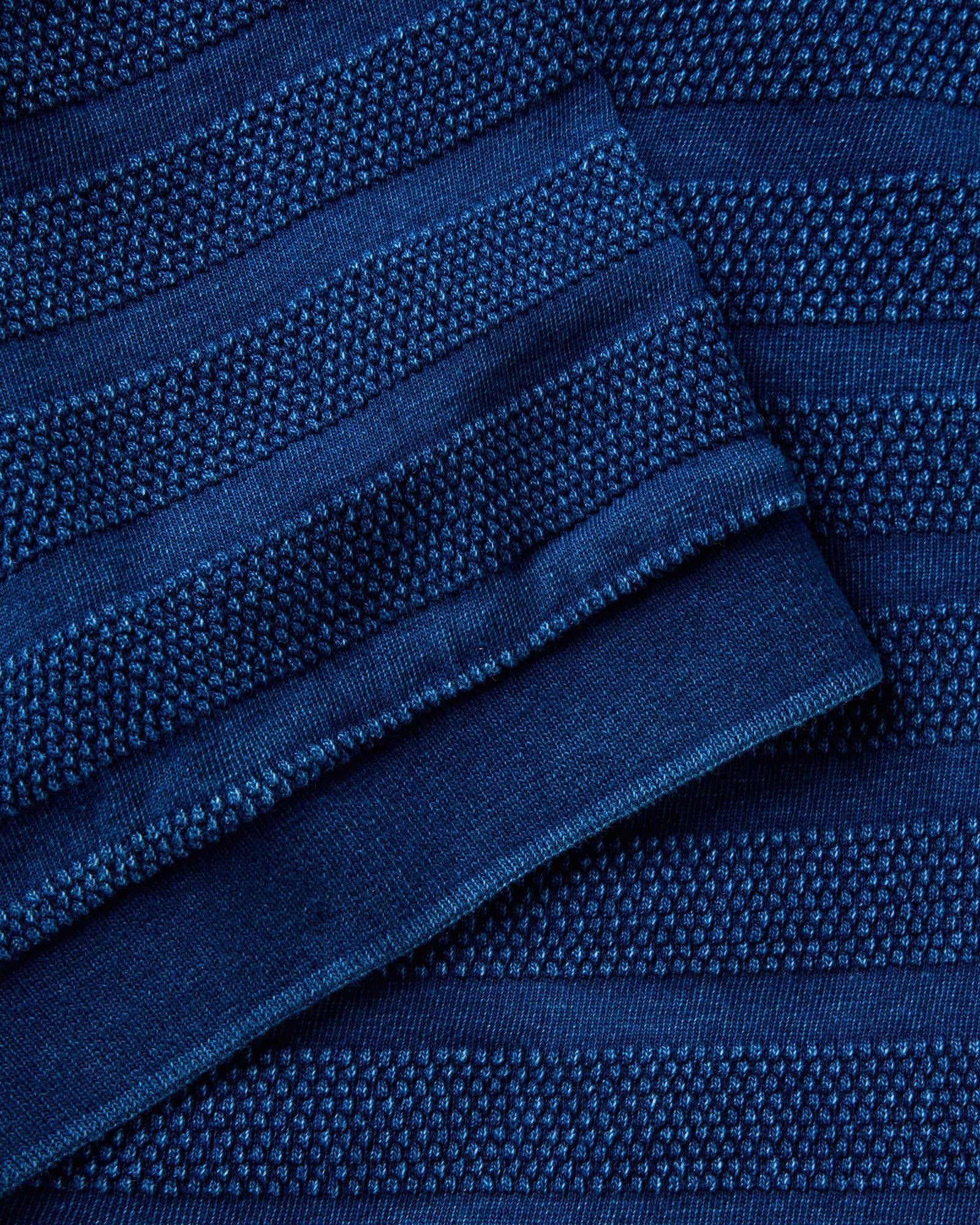 Polo in Rinsed Indigo Knit Stripe W684