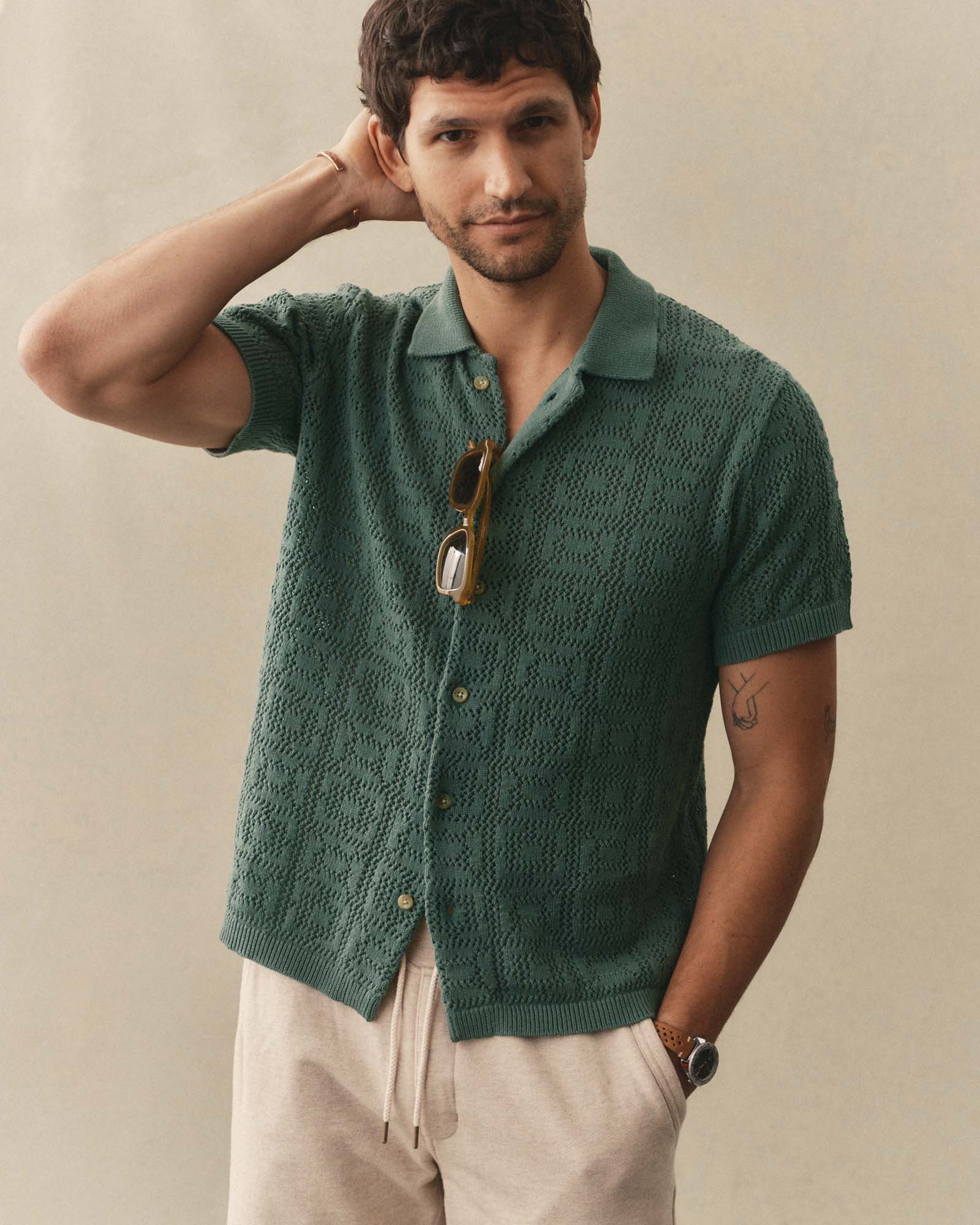 Geo Crochet Sweater Polo S442995