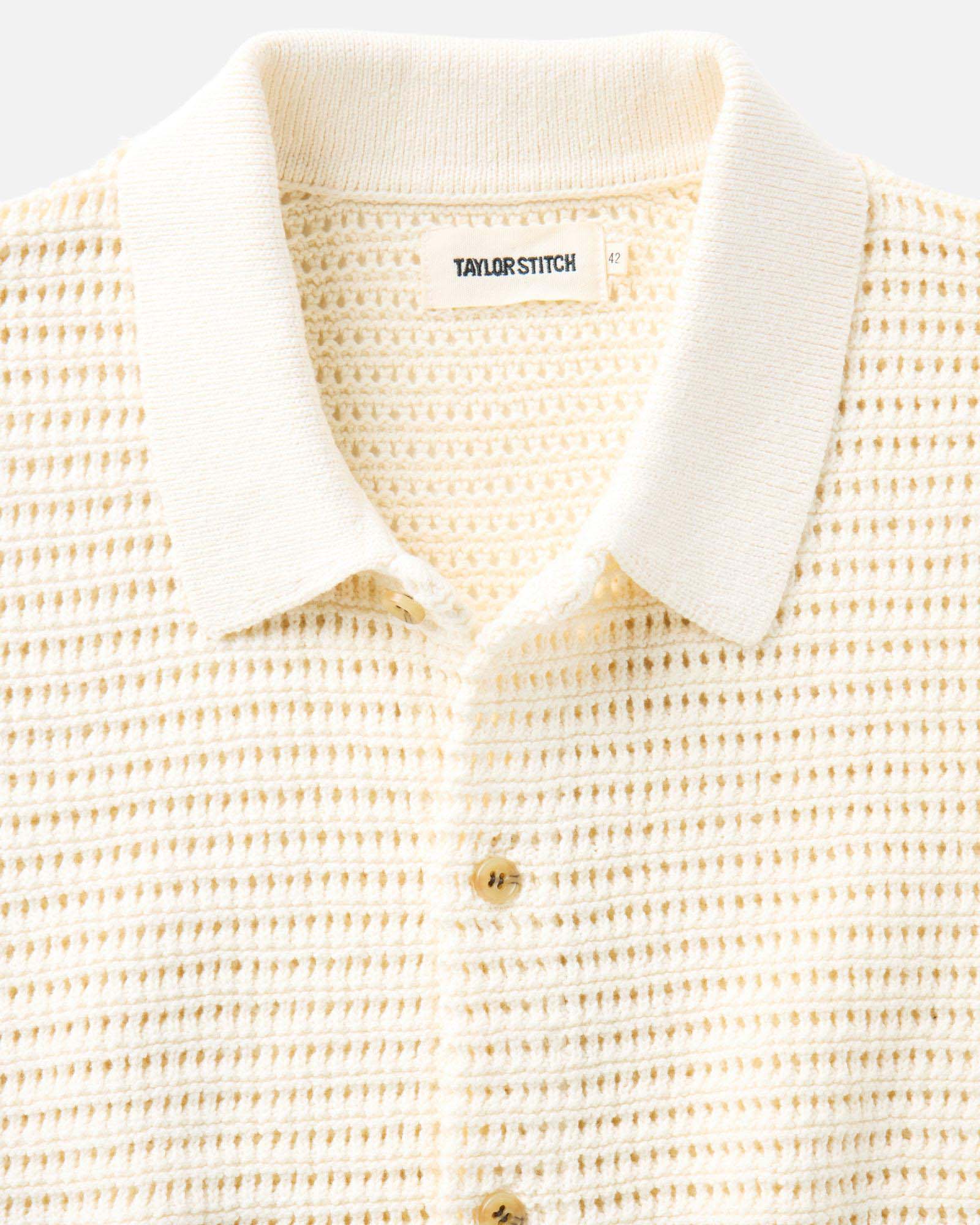 Vintage White Crochet Sweater Polo Y21018