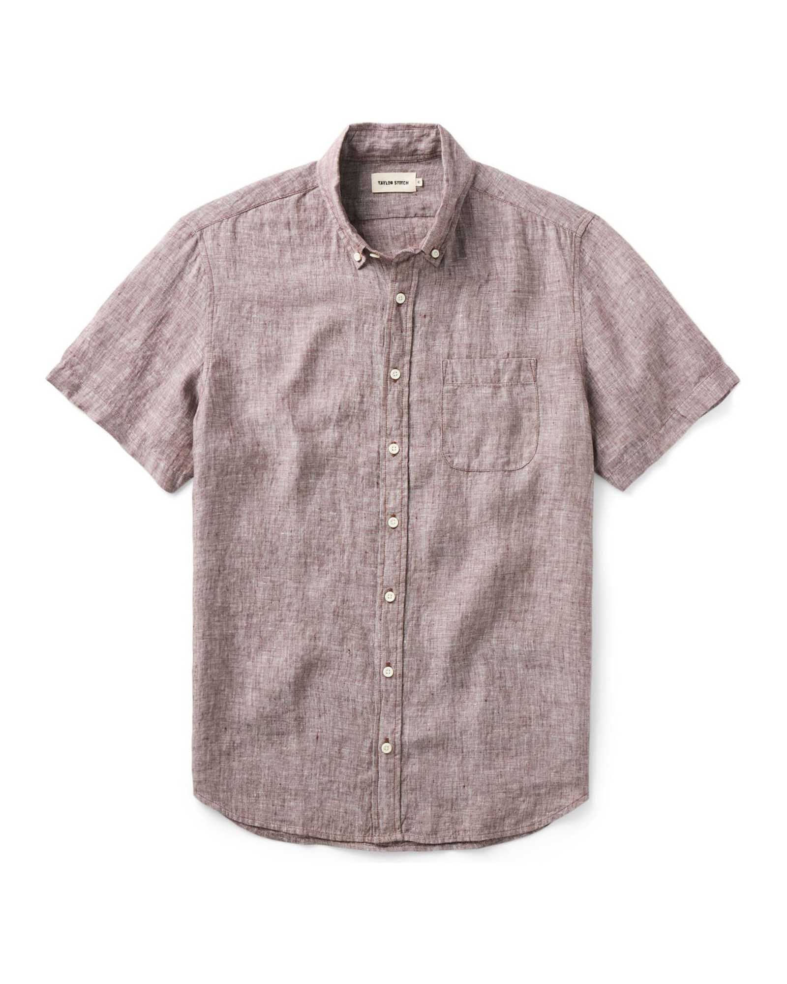 The Short Sleeve Jack in Burgundy Linen