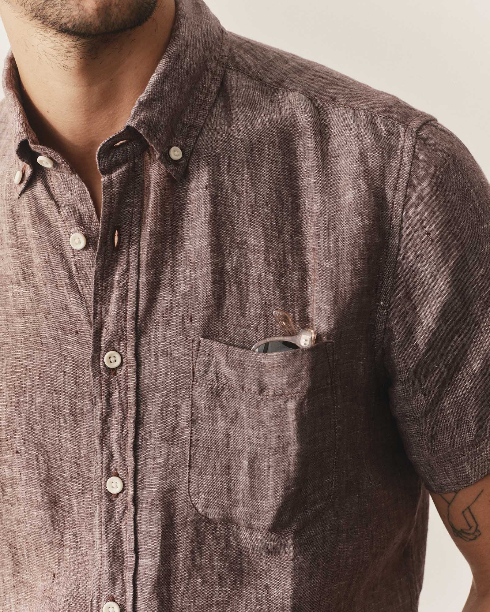 The Short Sleeve Jack in Burgundy Linen