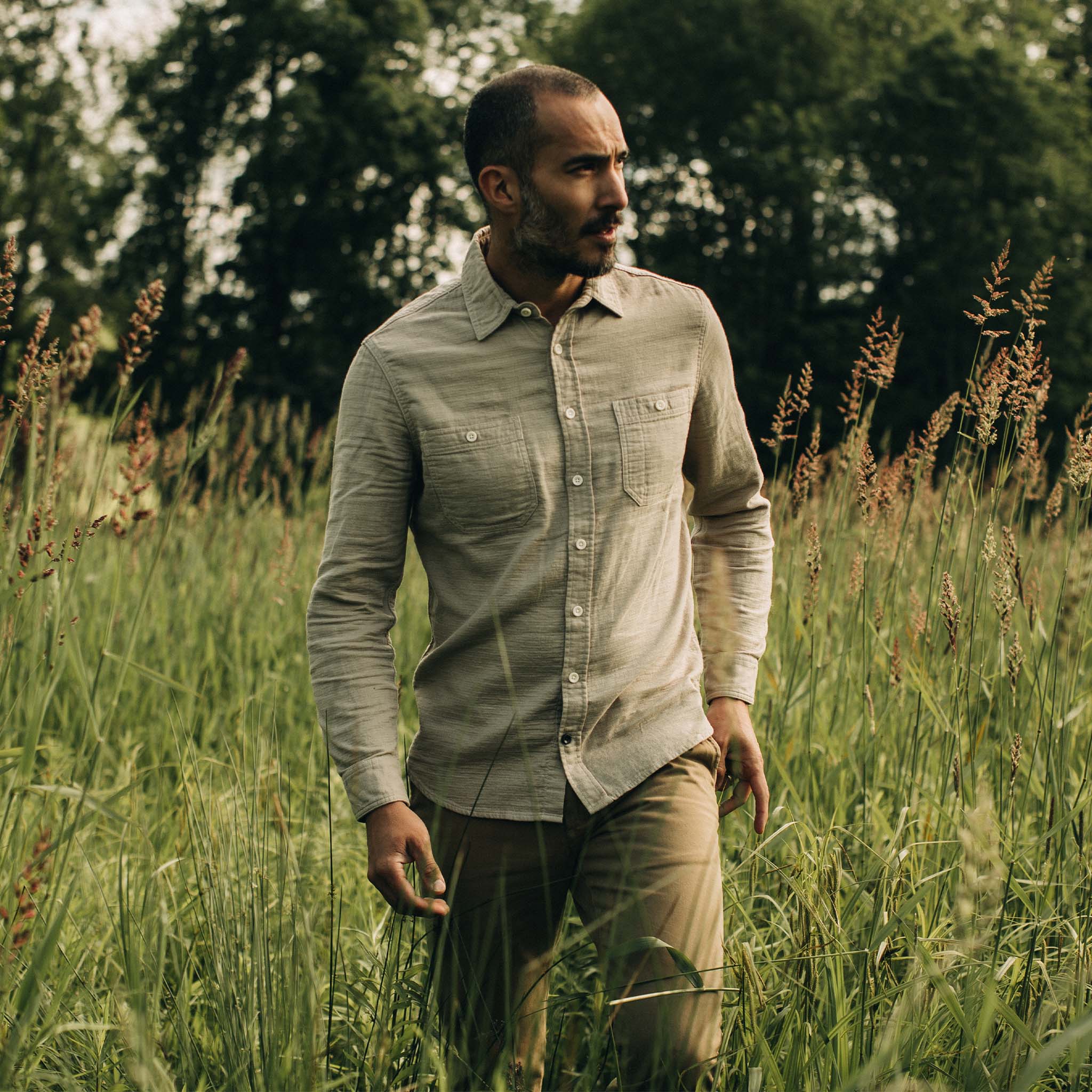 Utility Shirt in Stone Double Cloth U8882