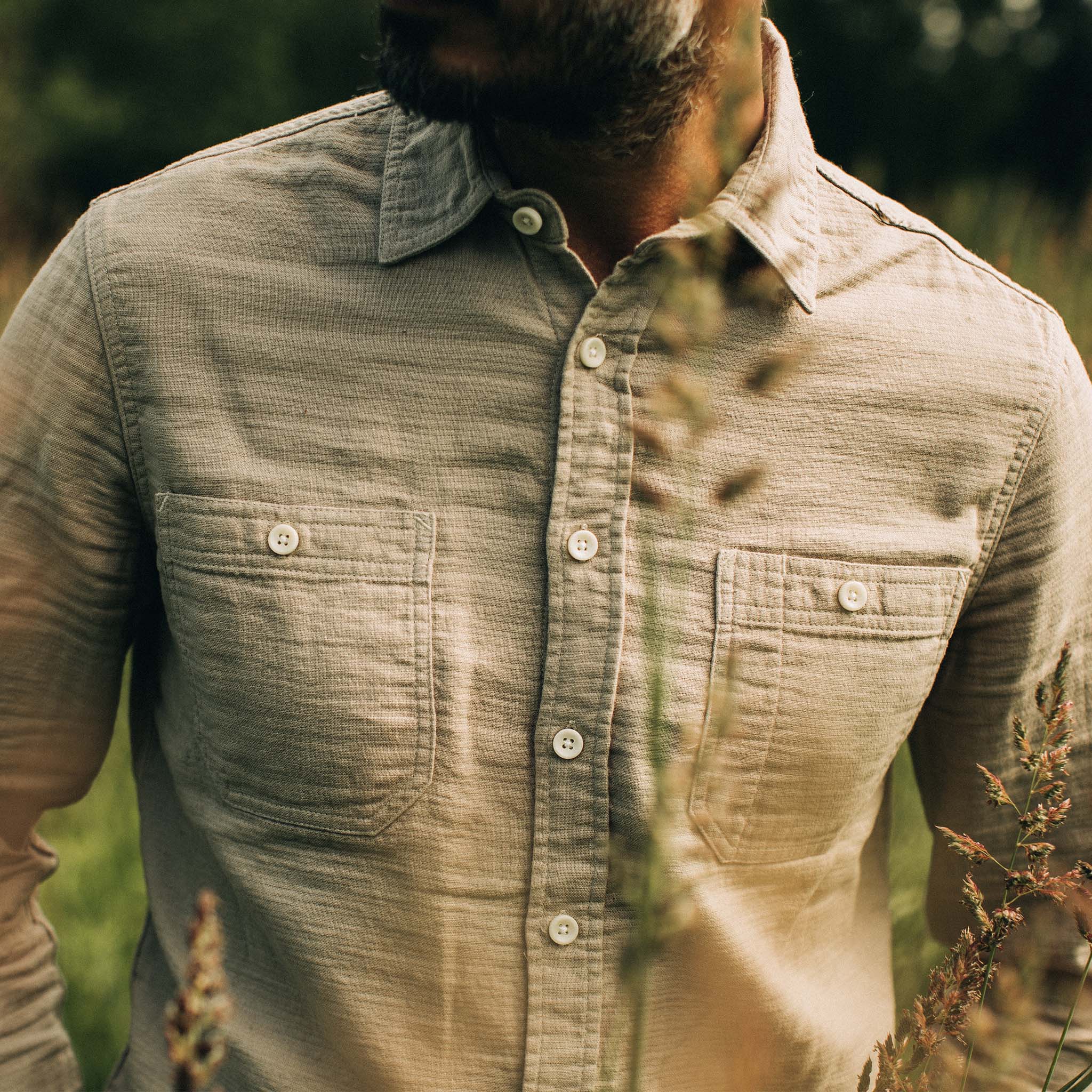 Utility Shirt in Stone Double Cloth U8882