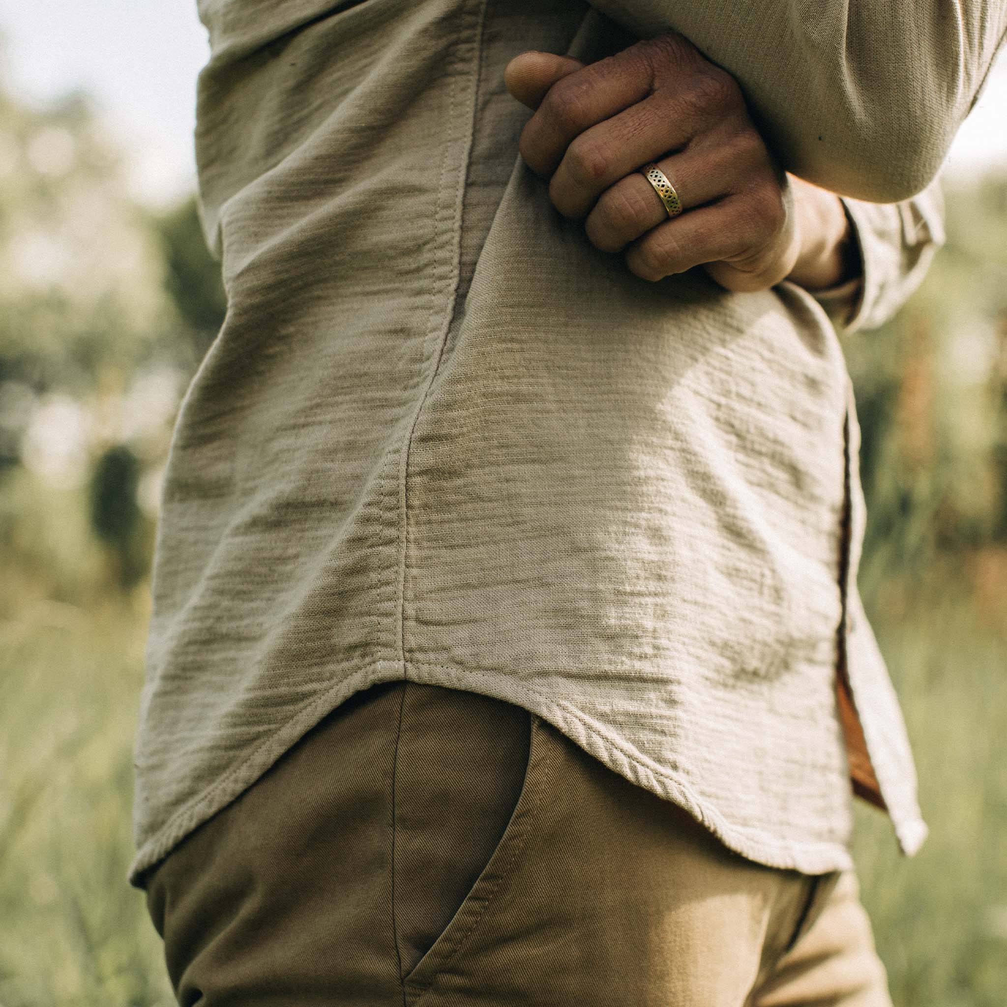 Utility Shirt in Stone Double Cloth U8882