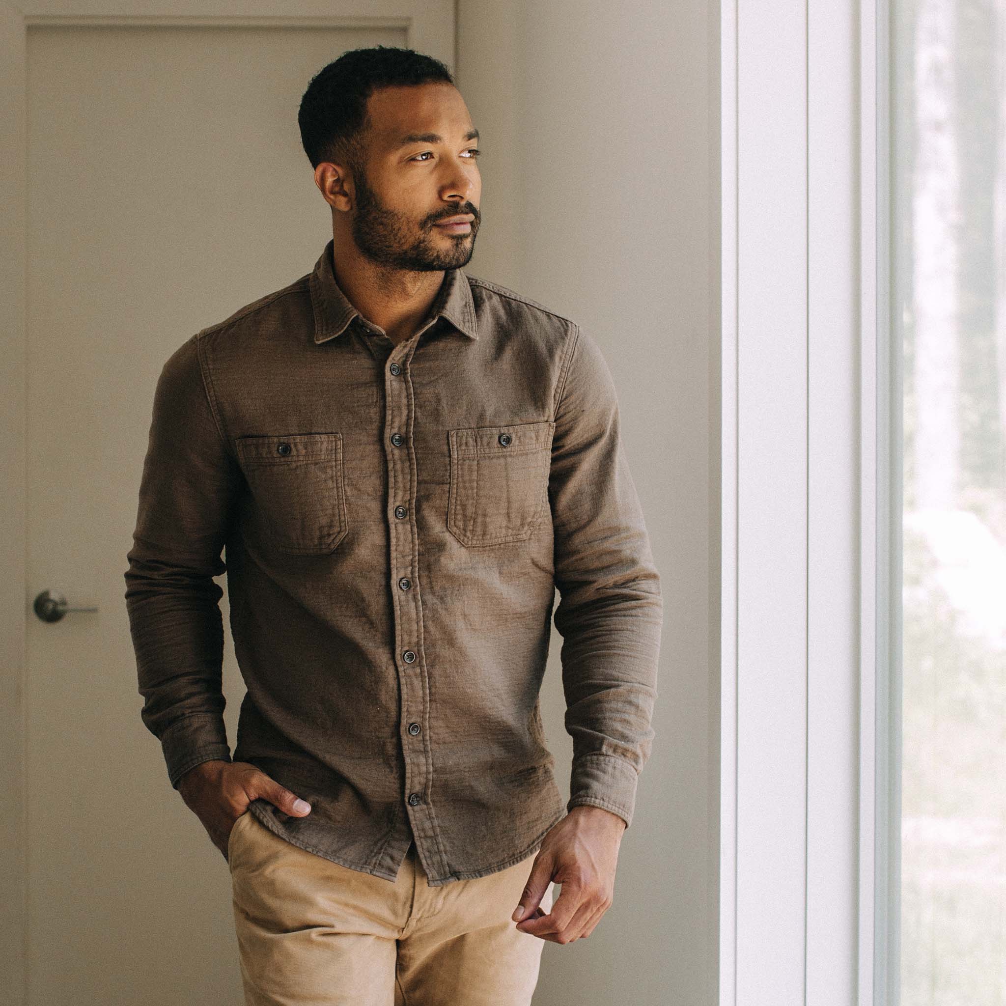 Walnut Double Cloth Utility Shirt X9187