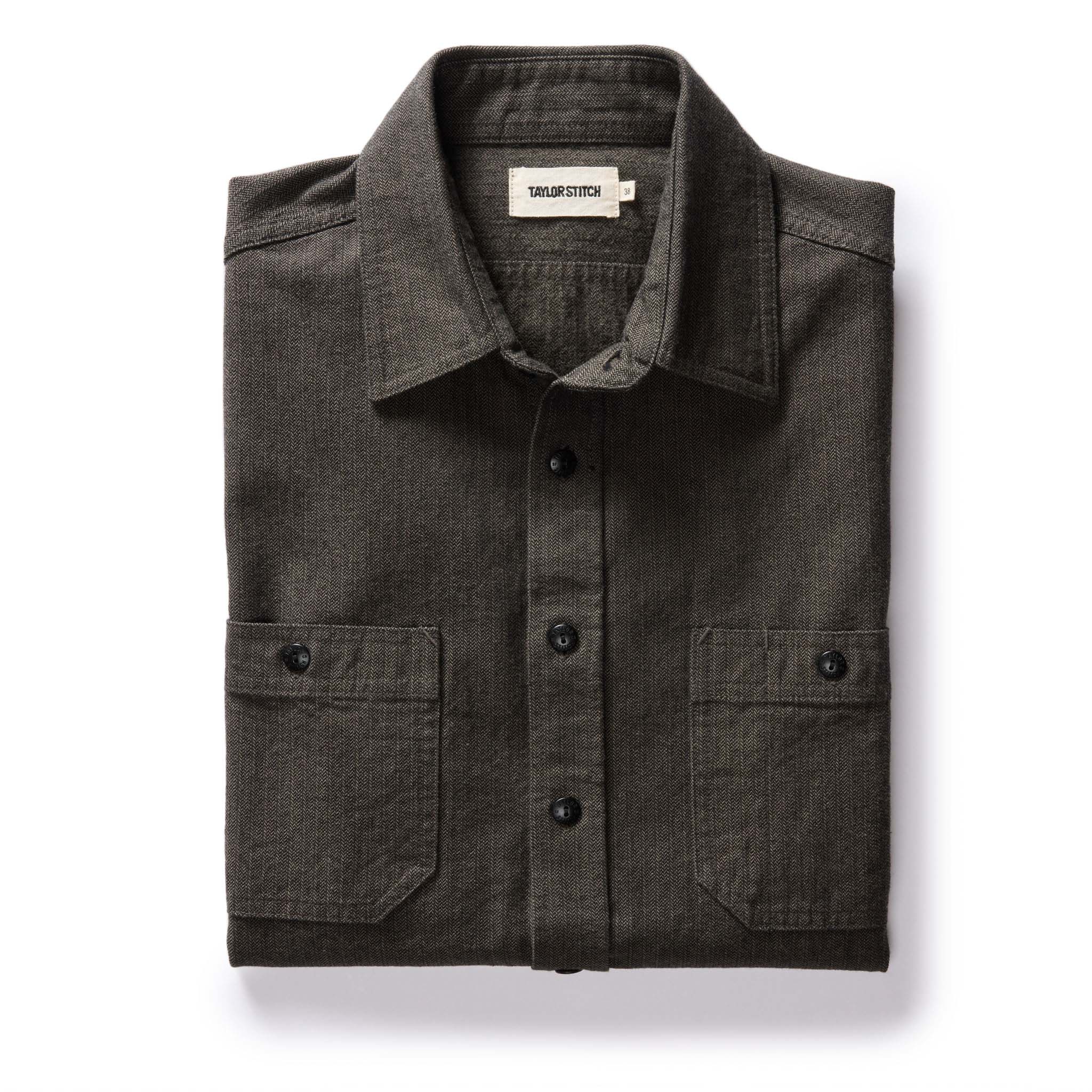 Utility Shirt in Olive Broken Herringbone B47650