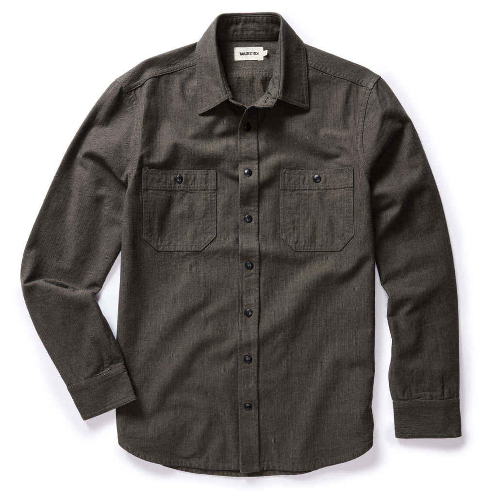 Utility Shirt in Olive Broken Herringbone B47650