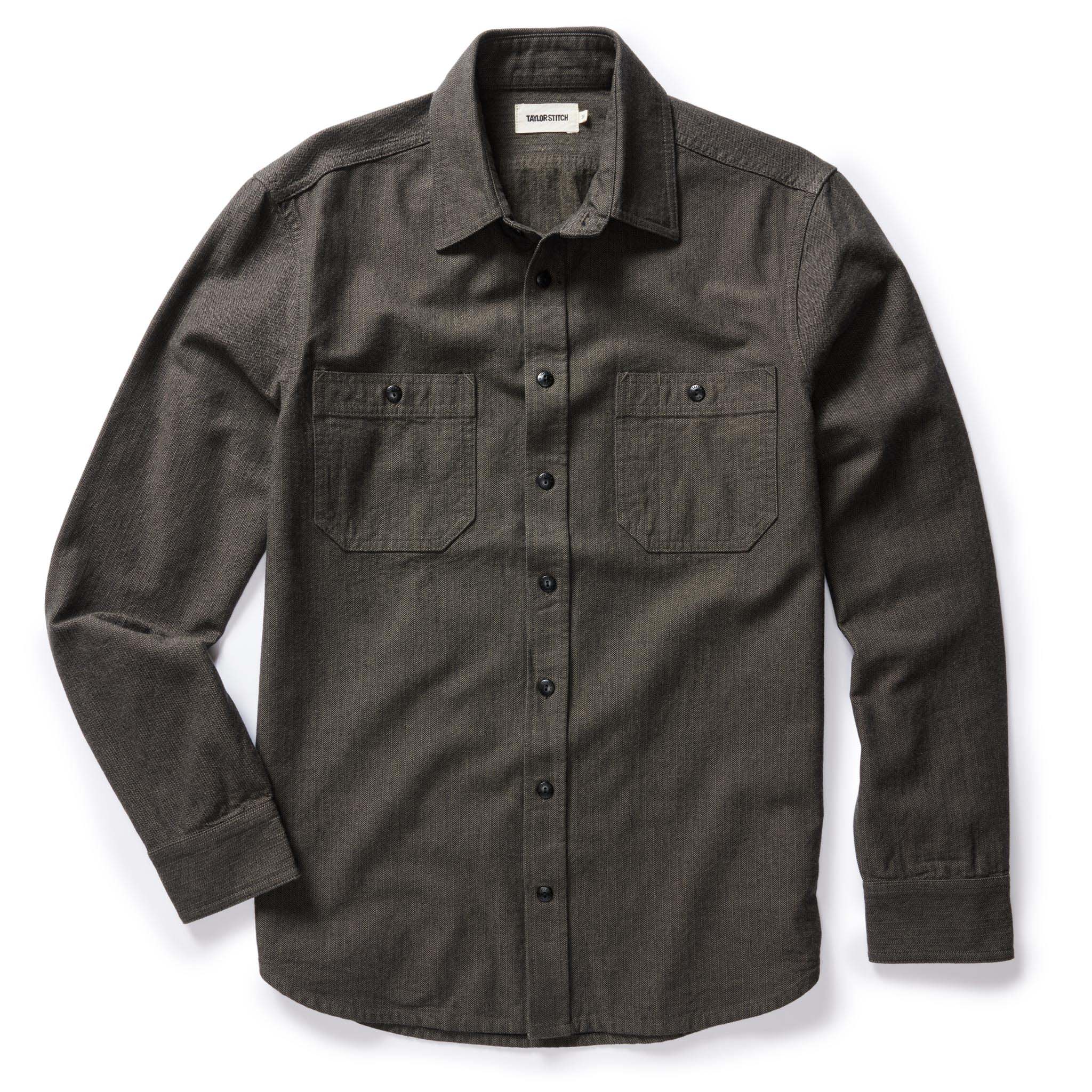 Utility Shirt in Olive Broken Herringbone B47650