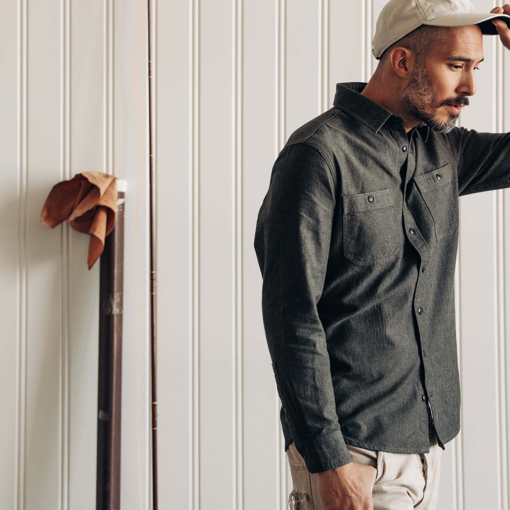 Utility Shirt in Olive Broken Herringbone B47650