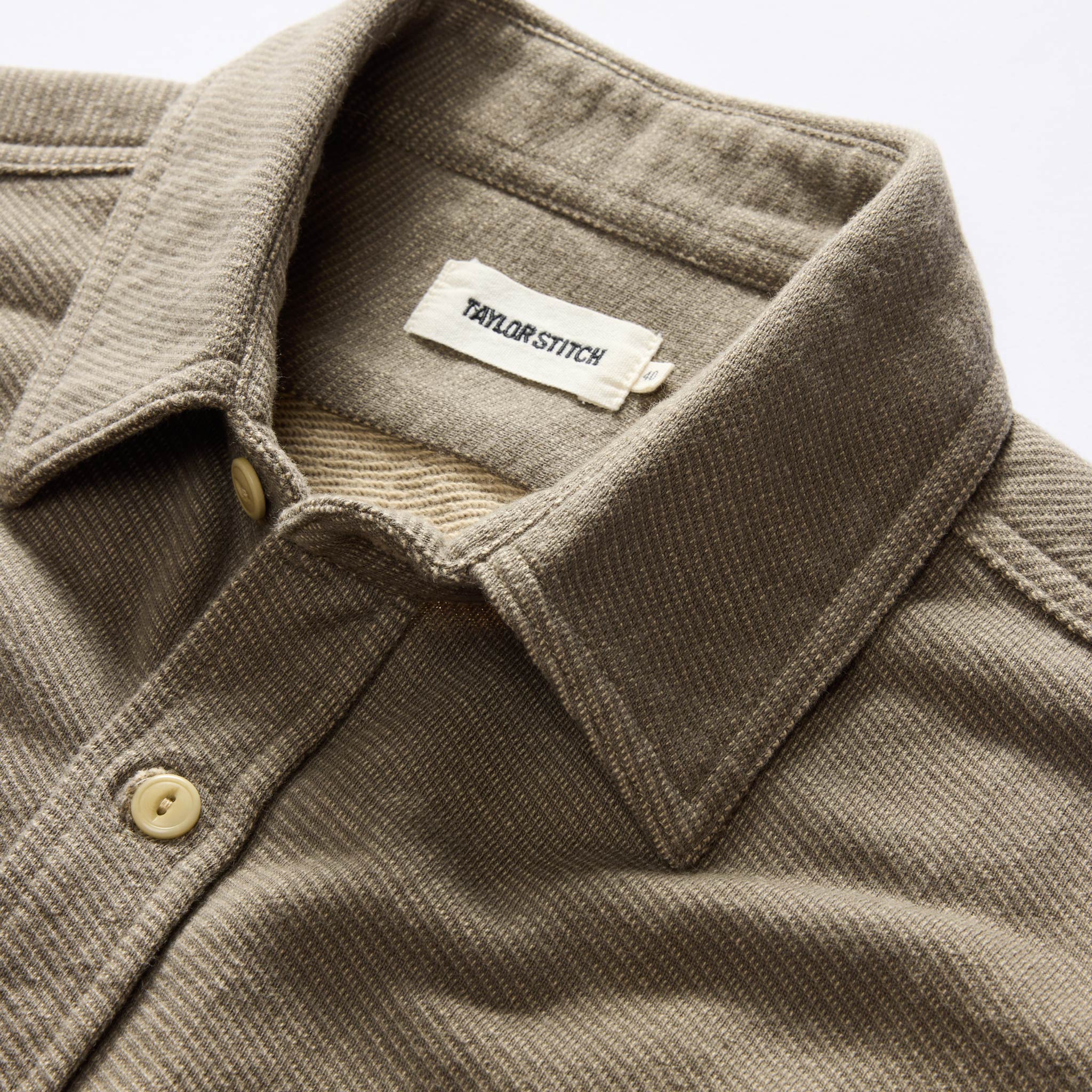 Utility Shirt in Fatigue Olive French Terry Twill Knit T261647