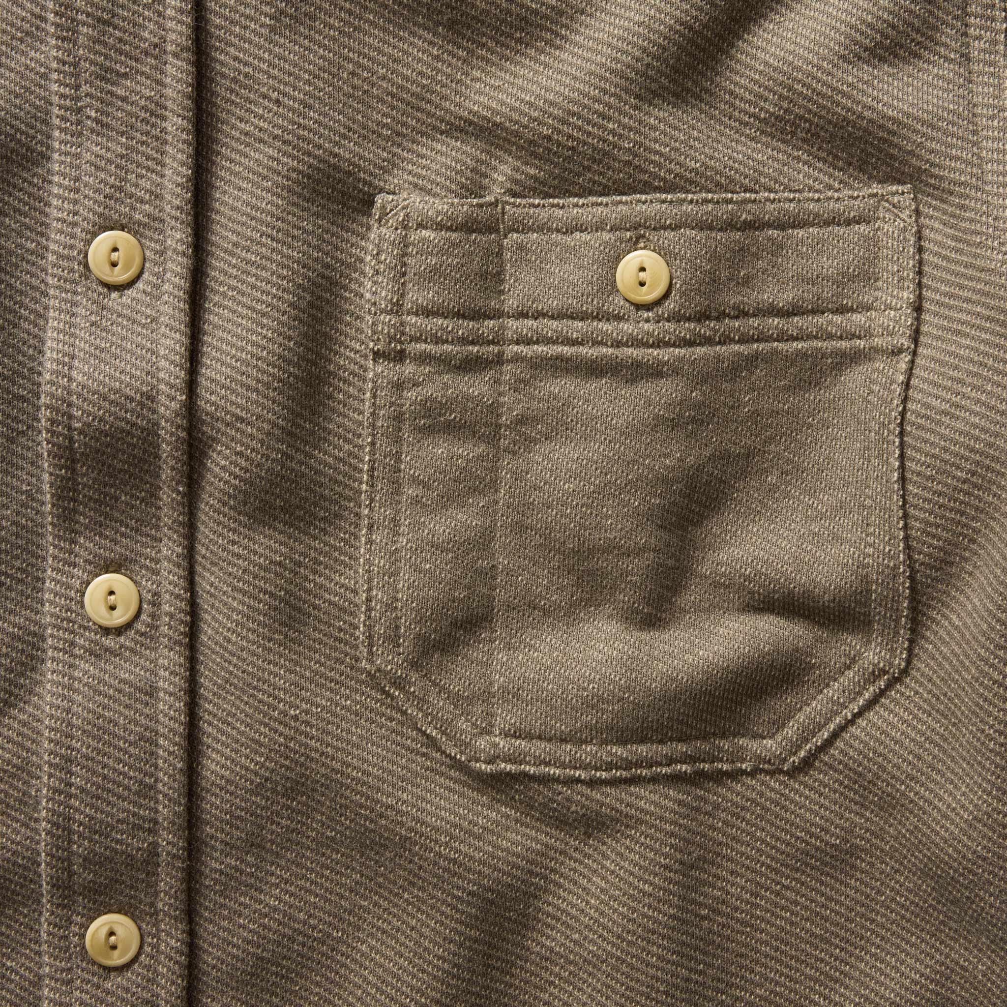 Utility Shirt in Fatigue Olive French Terry Twill Knit T261647