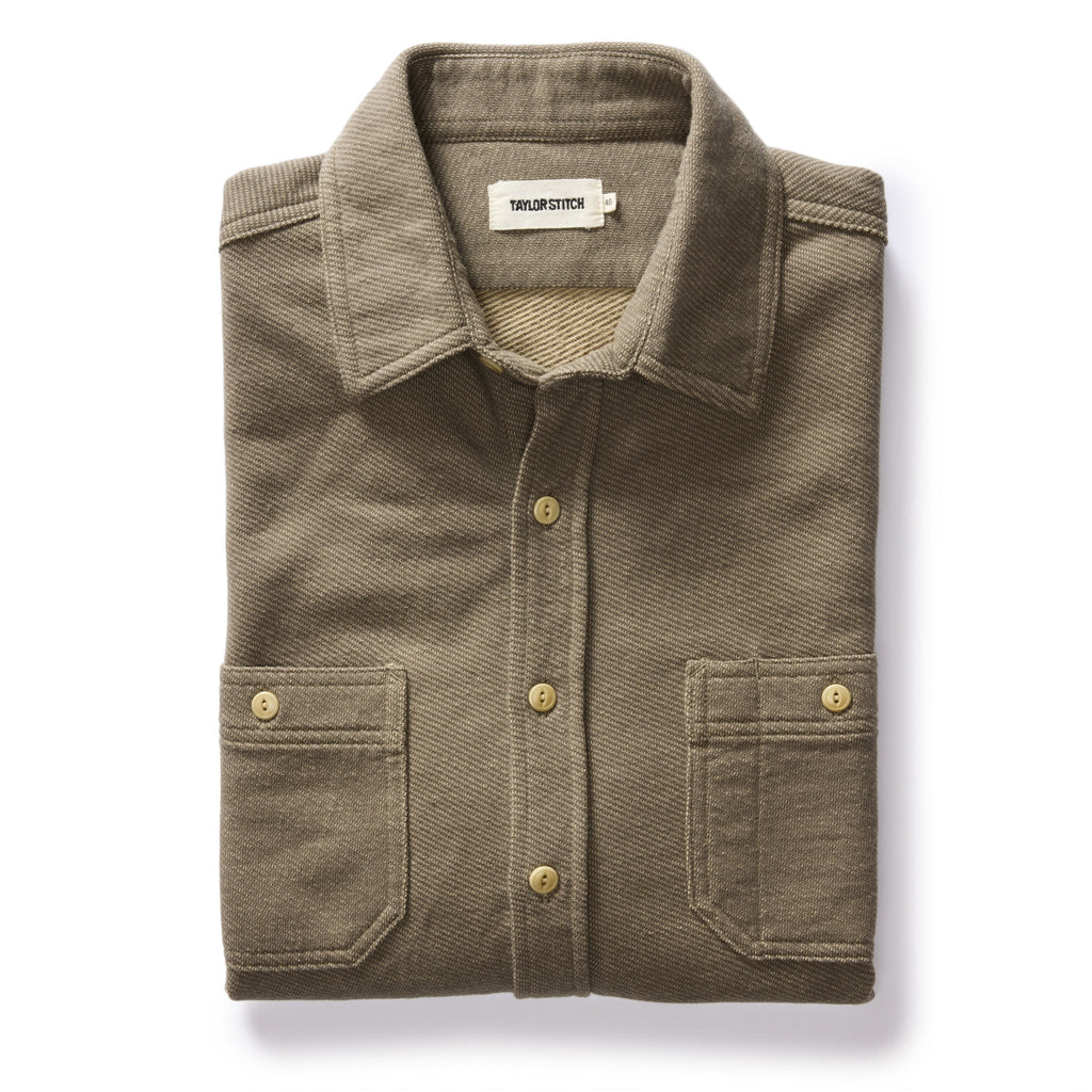 Utility Shirt in Fatigue Olive French Terry Twill Knit T261647