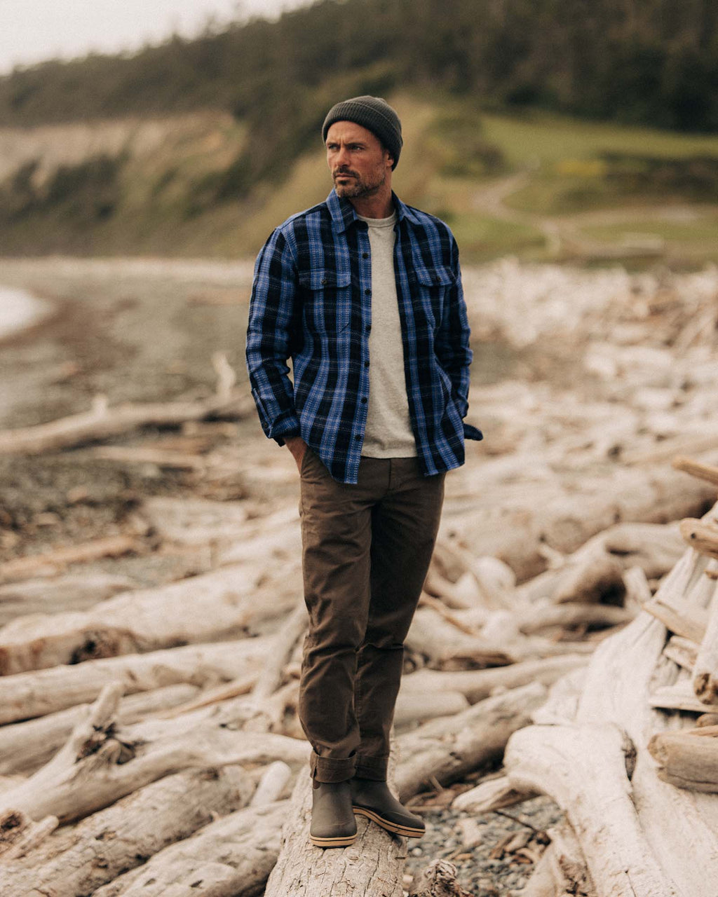 The Division Shirt in Rinsed Indigo Plaid