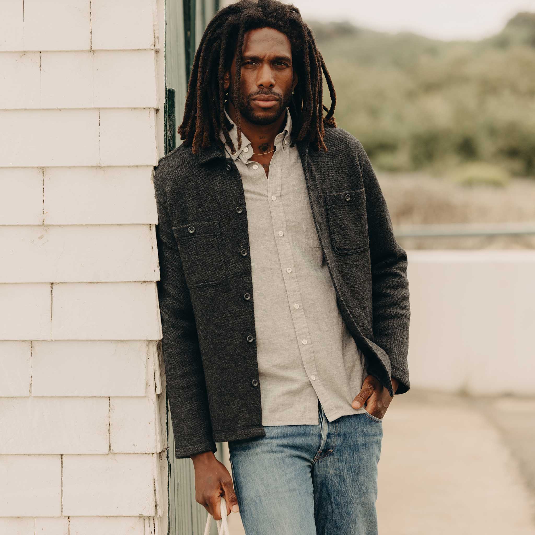 Charcoal Birdseye Wool Overshirt R233