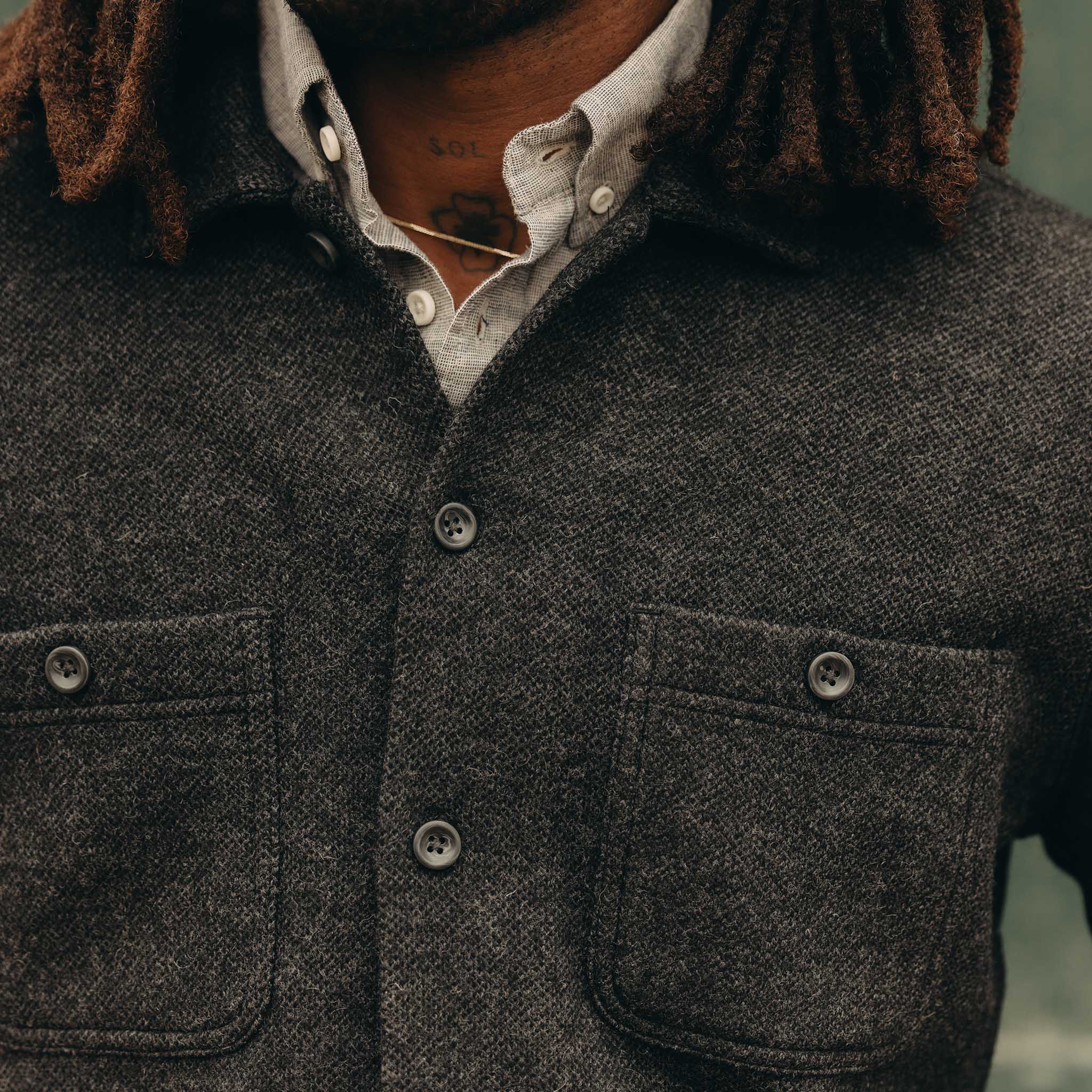 Charcoal Birdseye Wool Overshirt R233