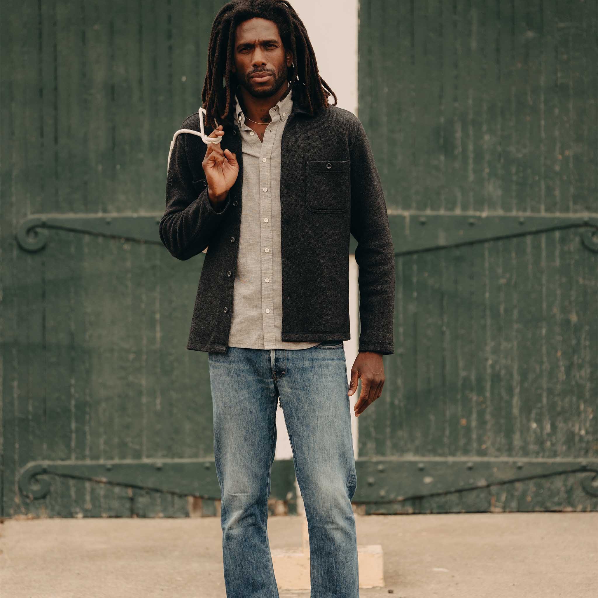 Charcoal Birdseye Wool Overshirt R233
