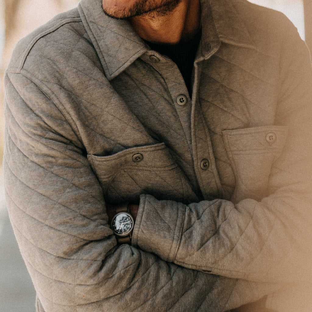 Quilted Jersey Overshirt in Heather Ash T9830