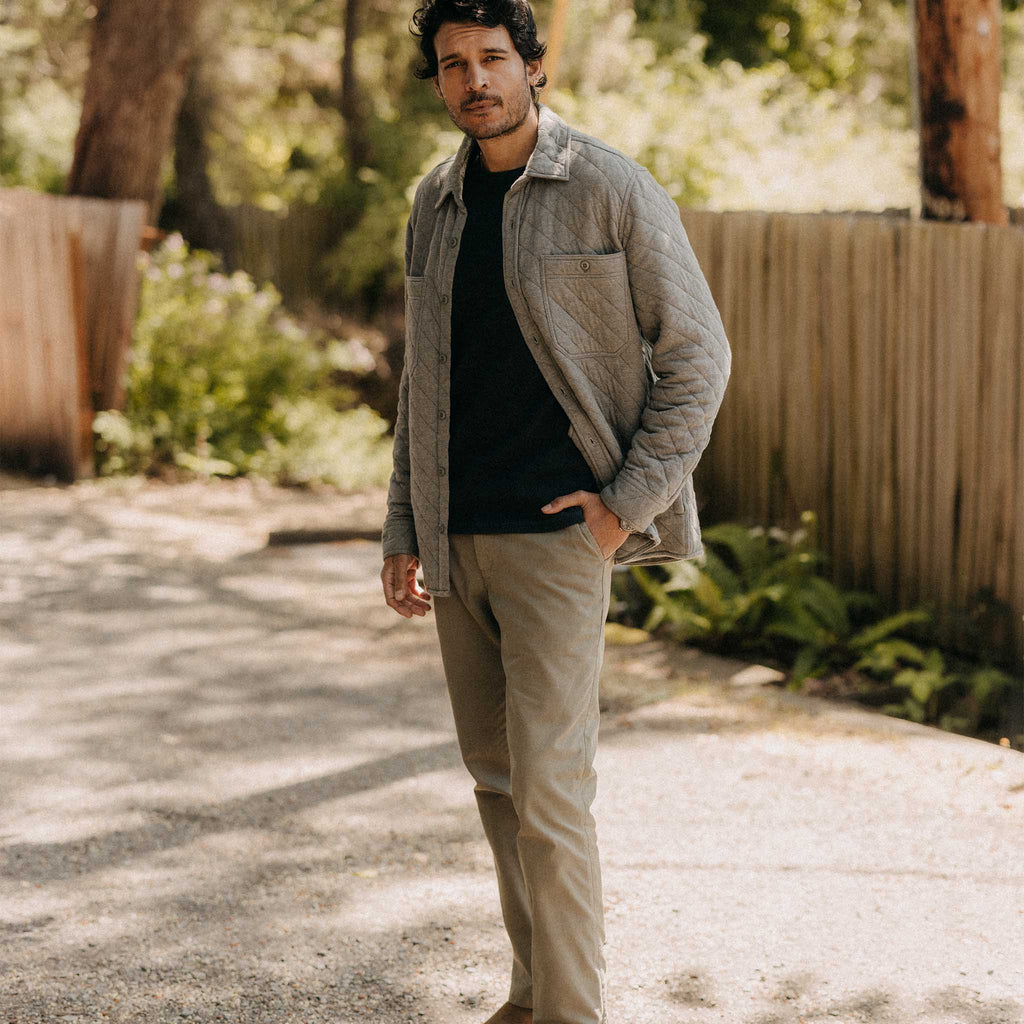Quilted Jersey Overshirt in Heather Ash T9830