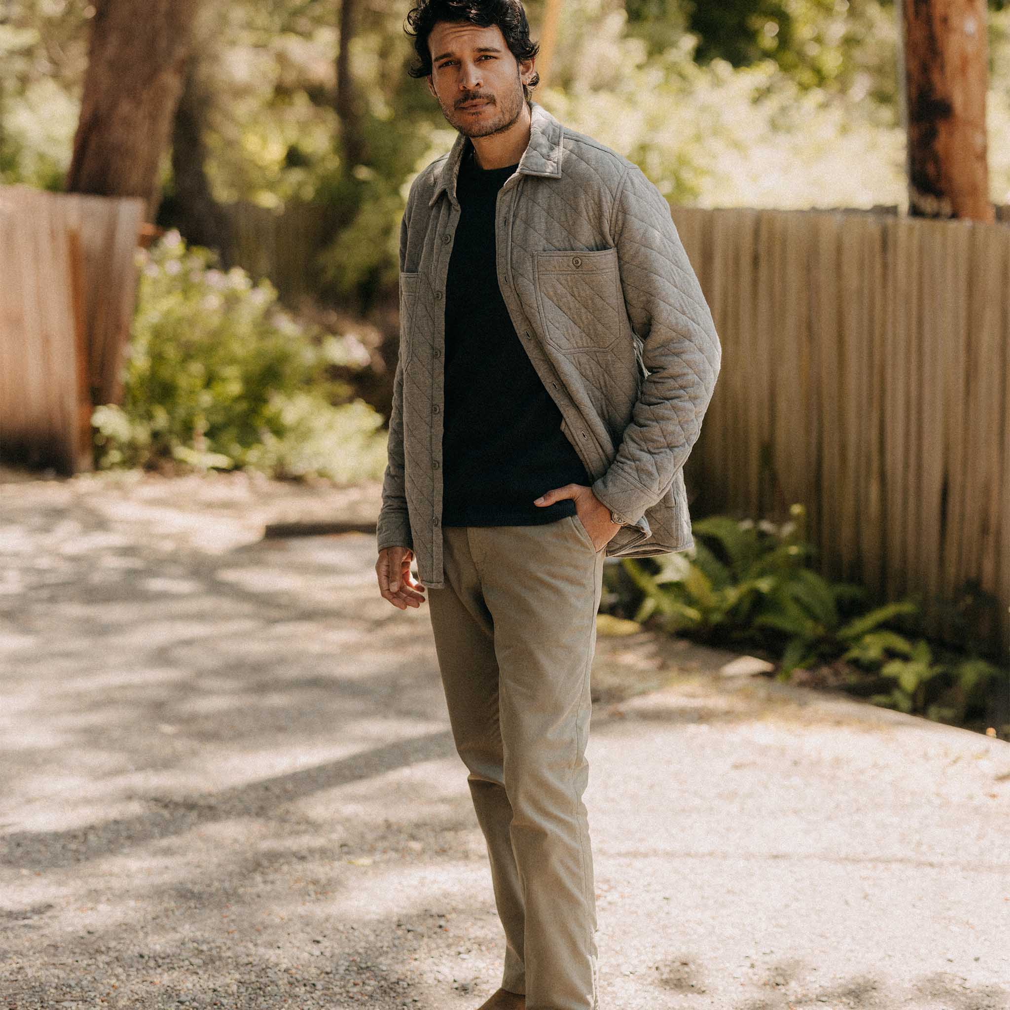 Quilted Jersey Overshirt in Heather Ash T9830
