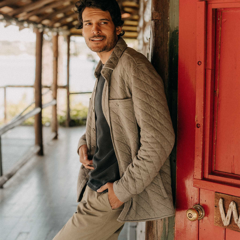 Quilted Jersey Overshirt in Heather Ash T9830