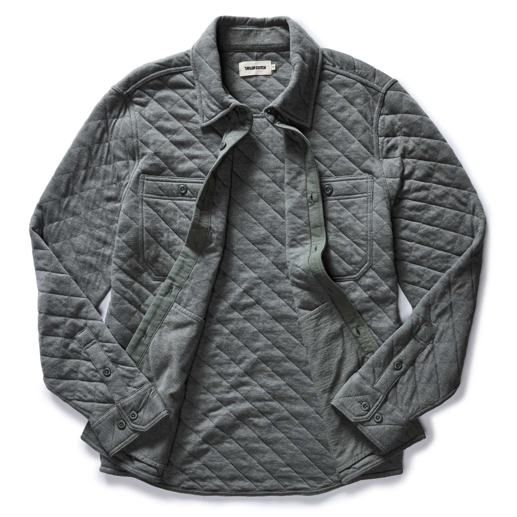 Quilted Jersey Overshirt in Heather Ash T9830