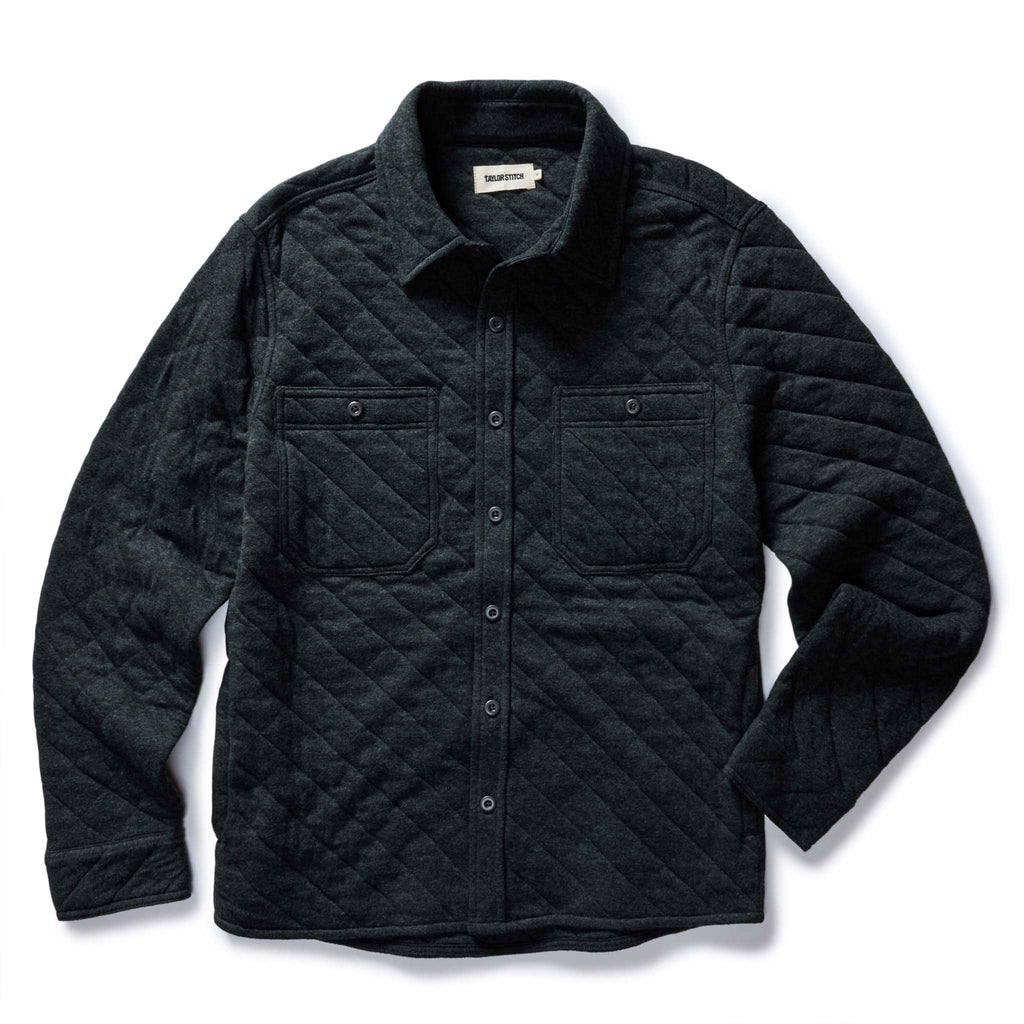 Heather Coal Quilted Jersey Overshirt Q8936