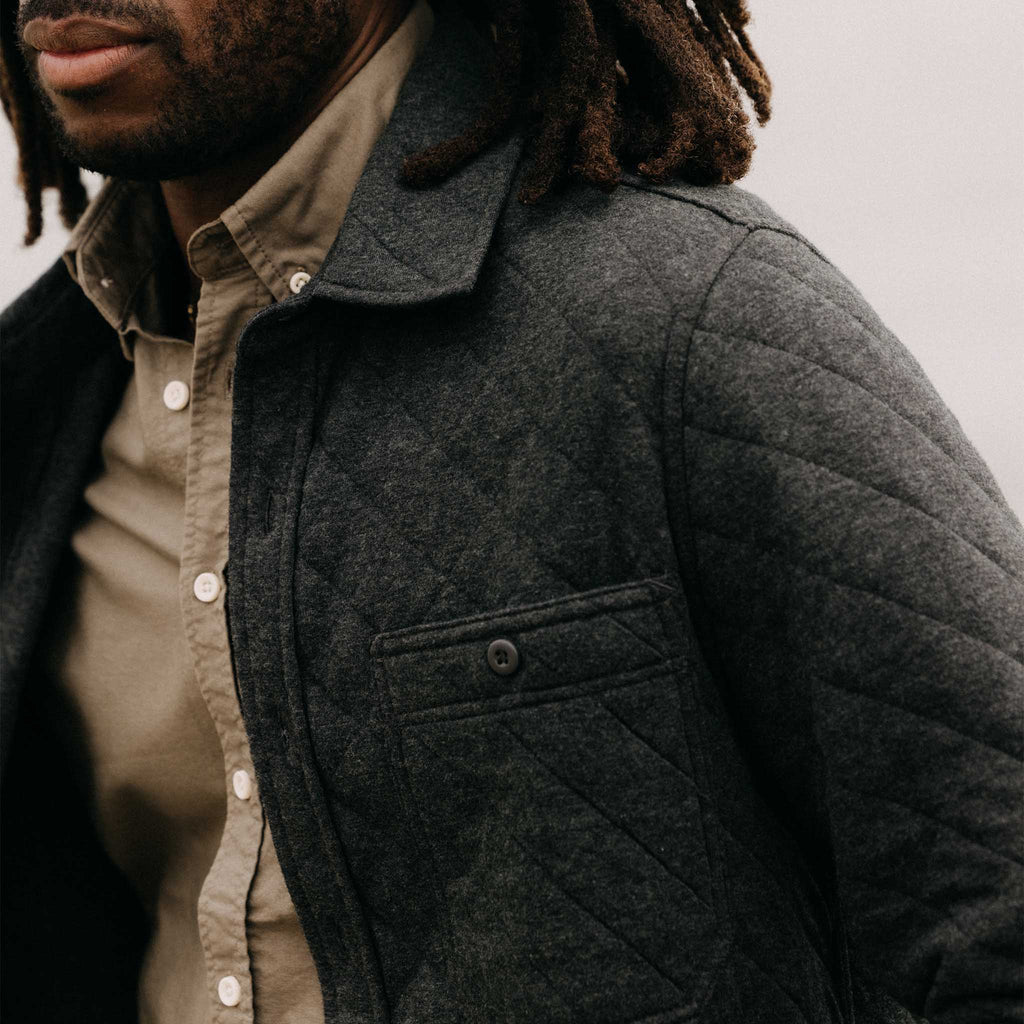 Heather Coal Quilted Jersey Overshirt Q8936