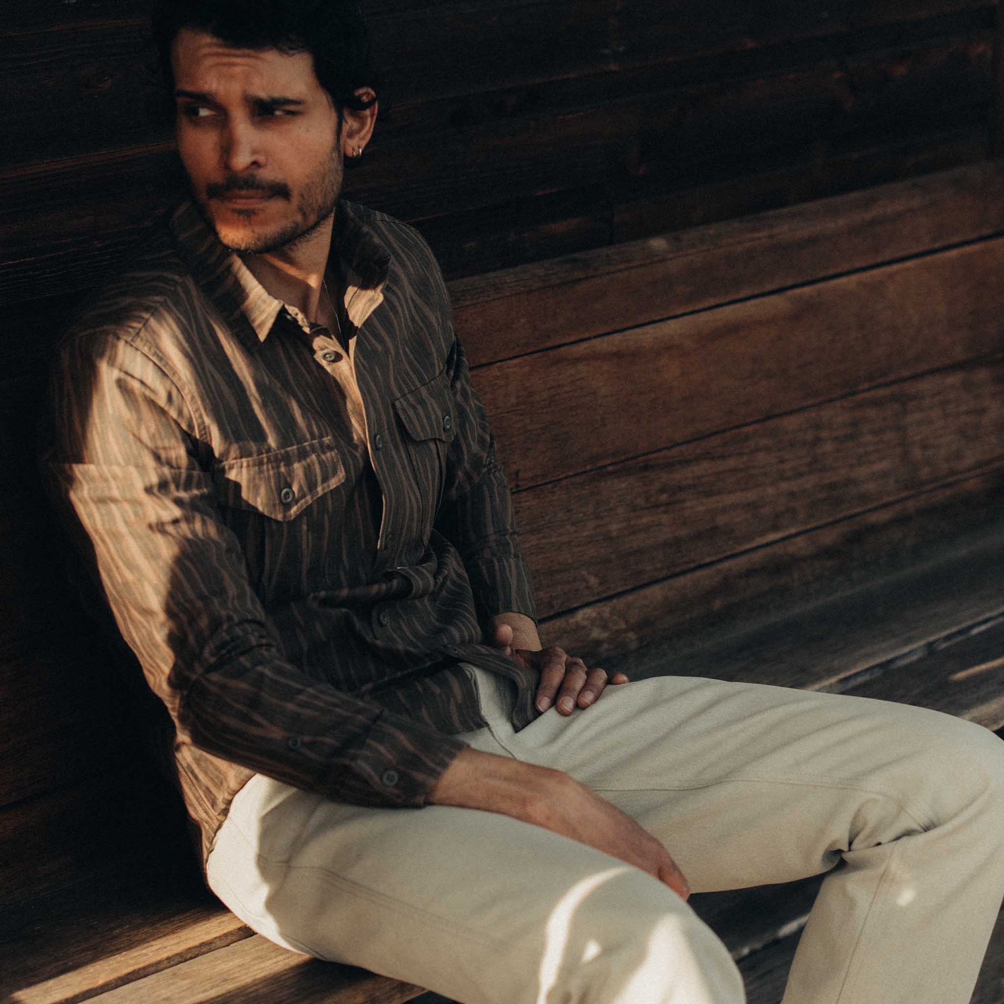 Bark Print Broken Twill Shirt L656118