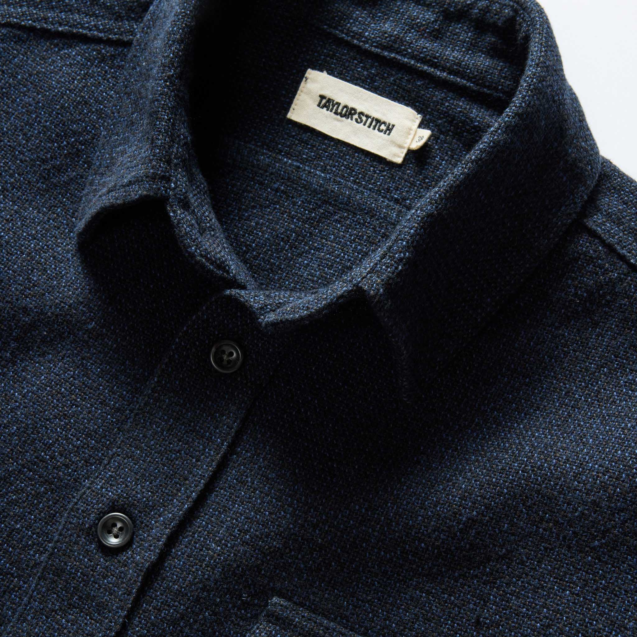 The Ledge Shirt in Dark Navy Linen Tweed