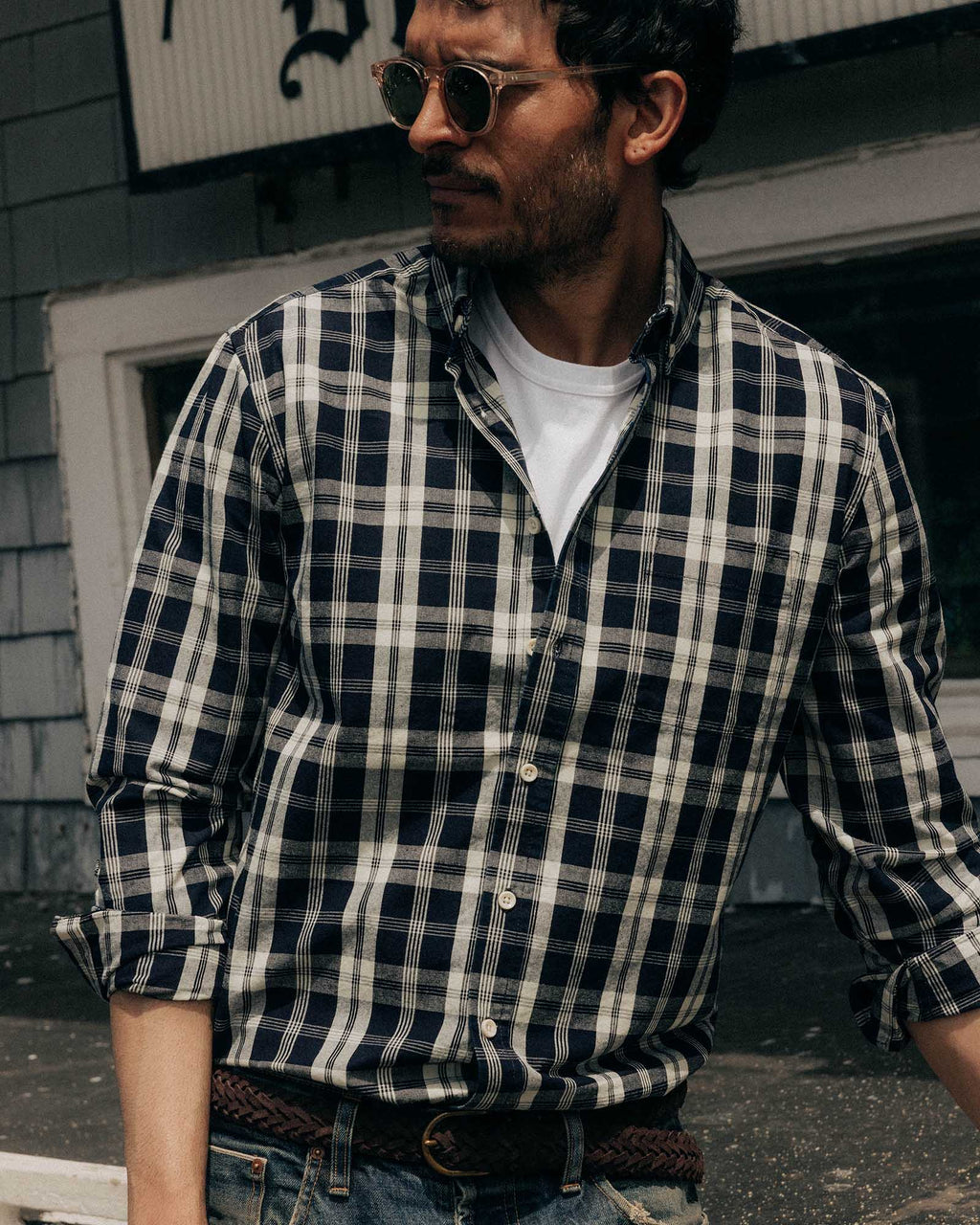 Rinsed Indigo Plaid Oxford Shirt N349537
