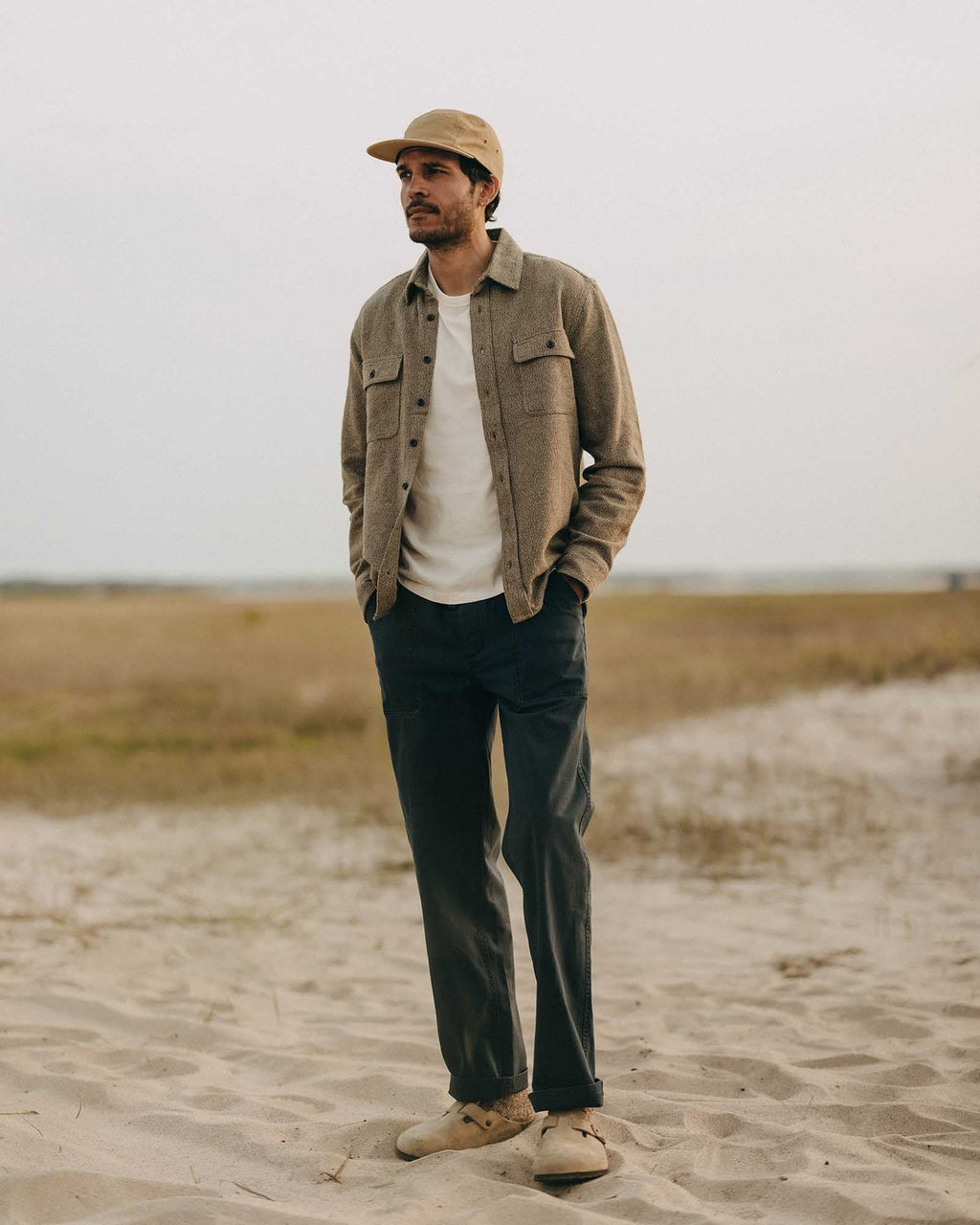 The Ledge Shirt in Army Linen Tweed