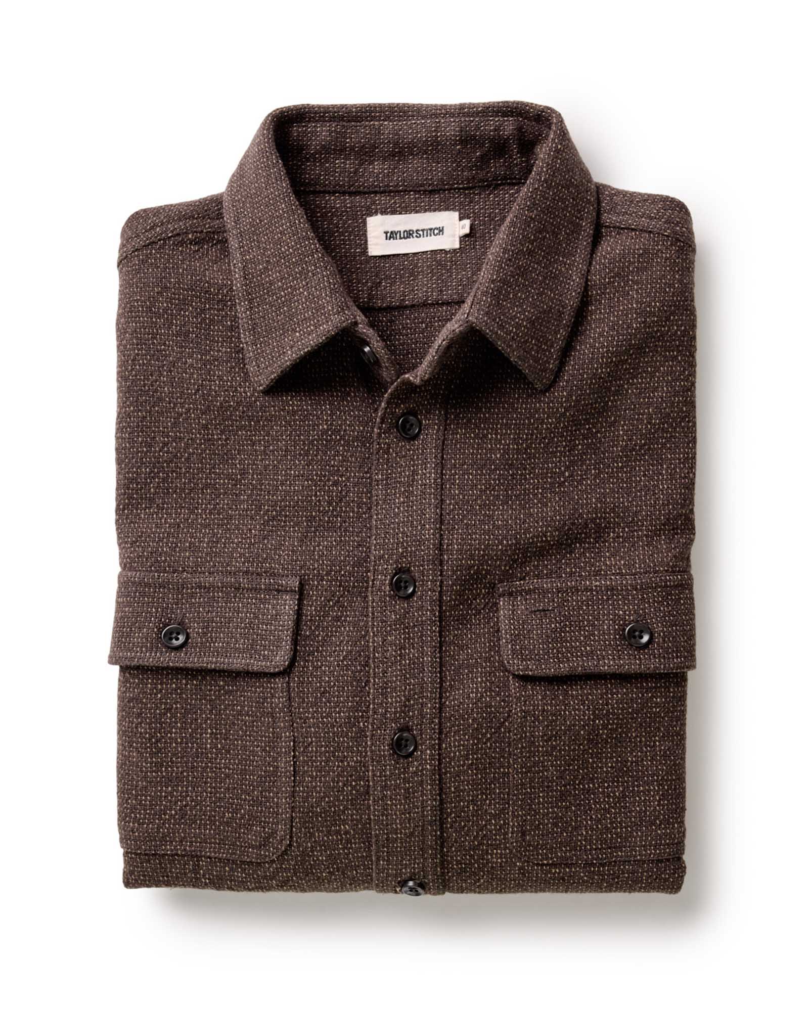 The Ledge Shirt in Black Coffee Linen Tweed