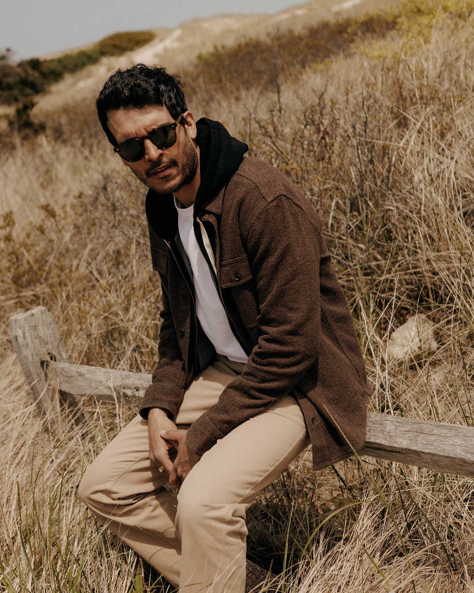 The Ledge Shirt in Black Coffee Linen Tweed