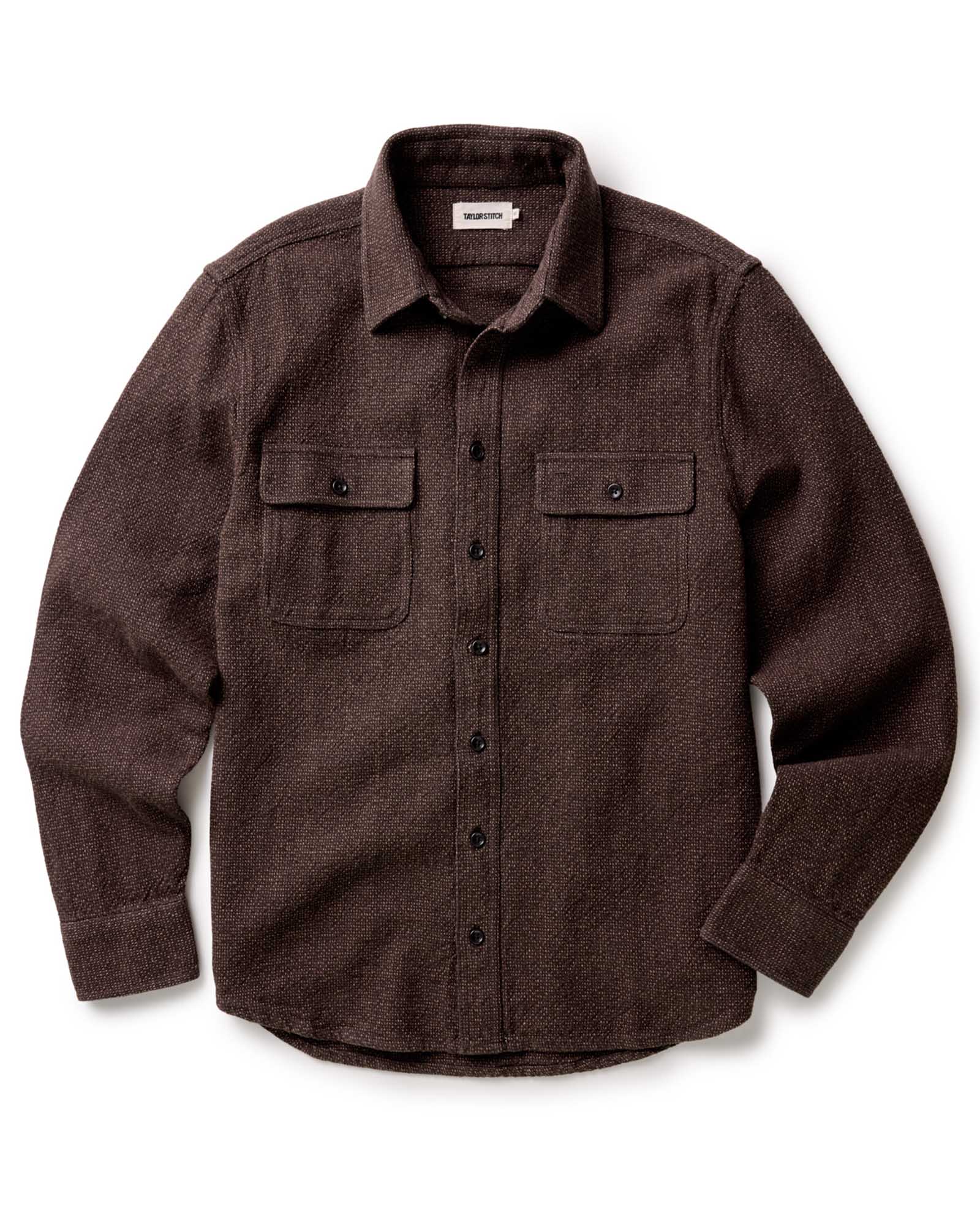 The Ledge Shirt in Black Coffee Linen Tweed